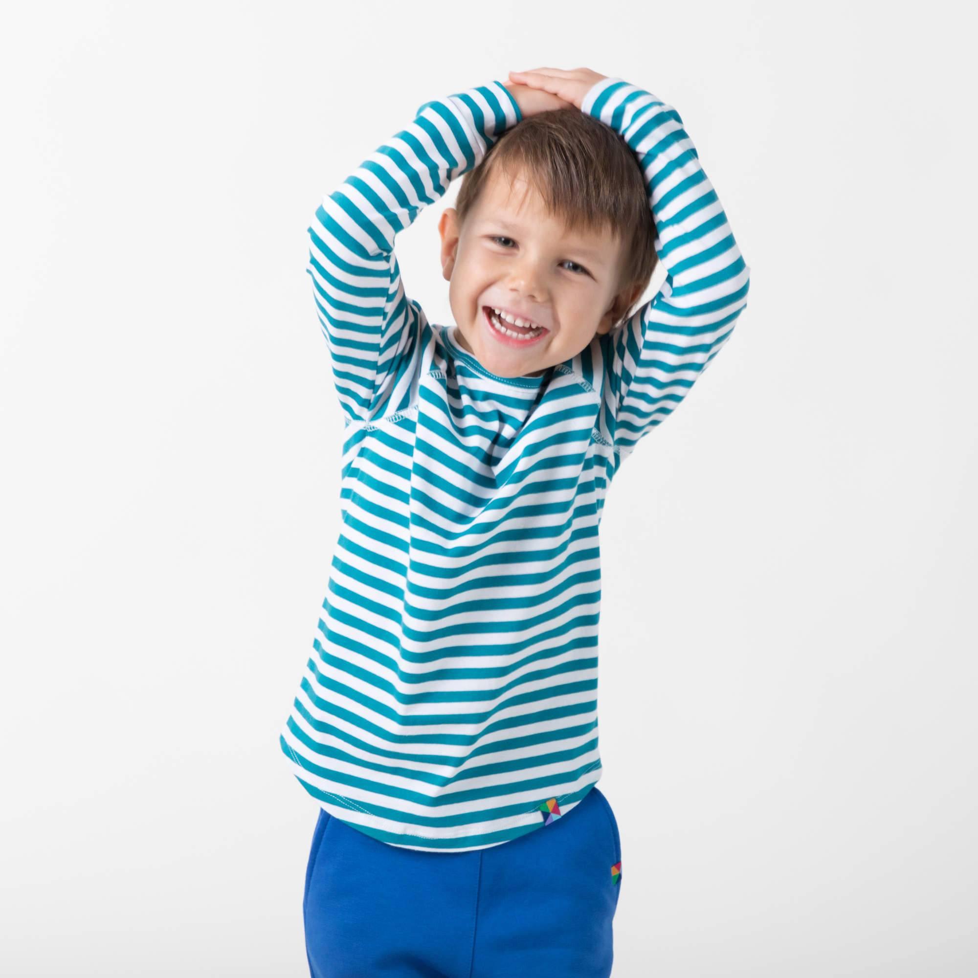 Turquoise stripes long sleeve shirt