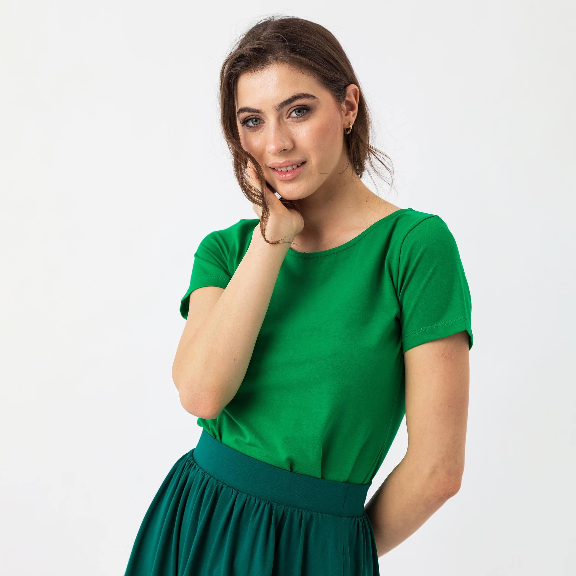 Bottle-green midi skirt Women