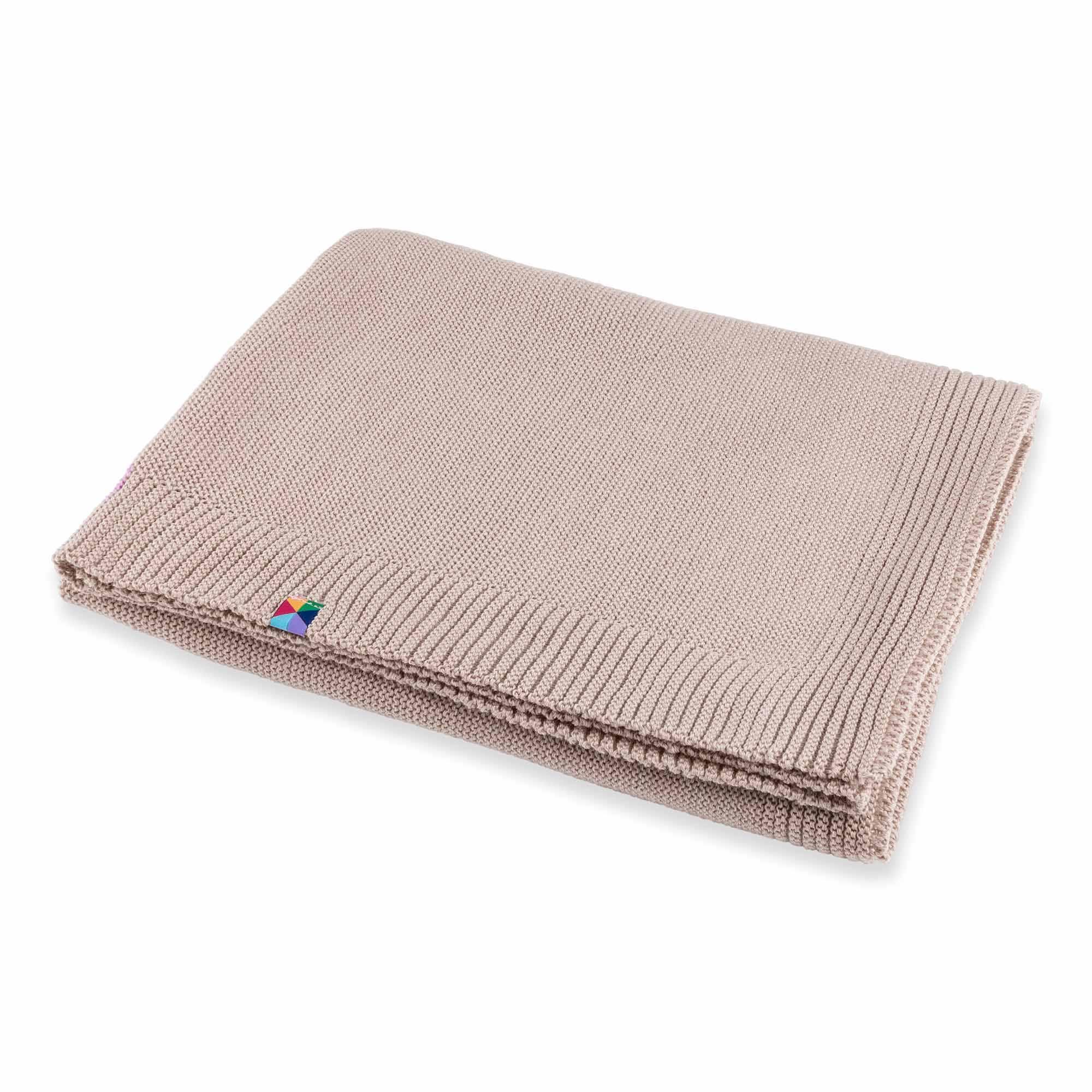 Beige merino wool knitted blanket