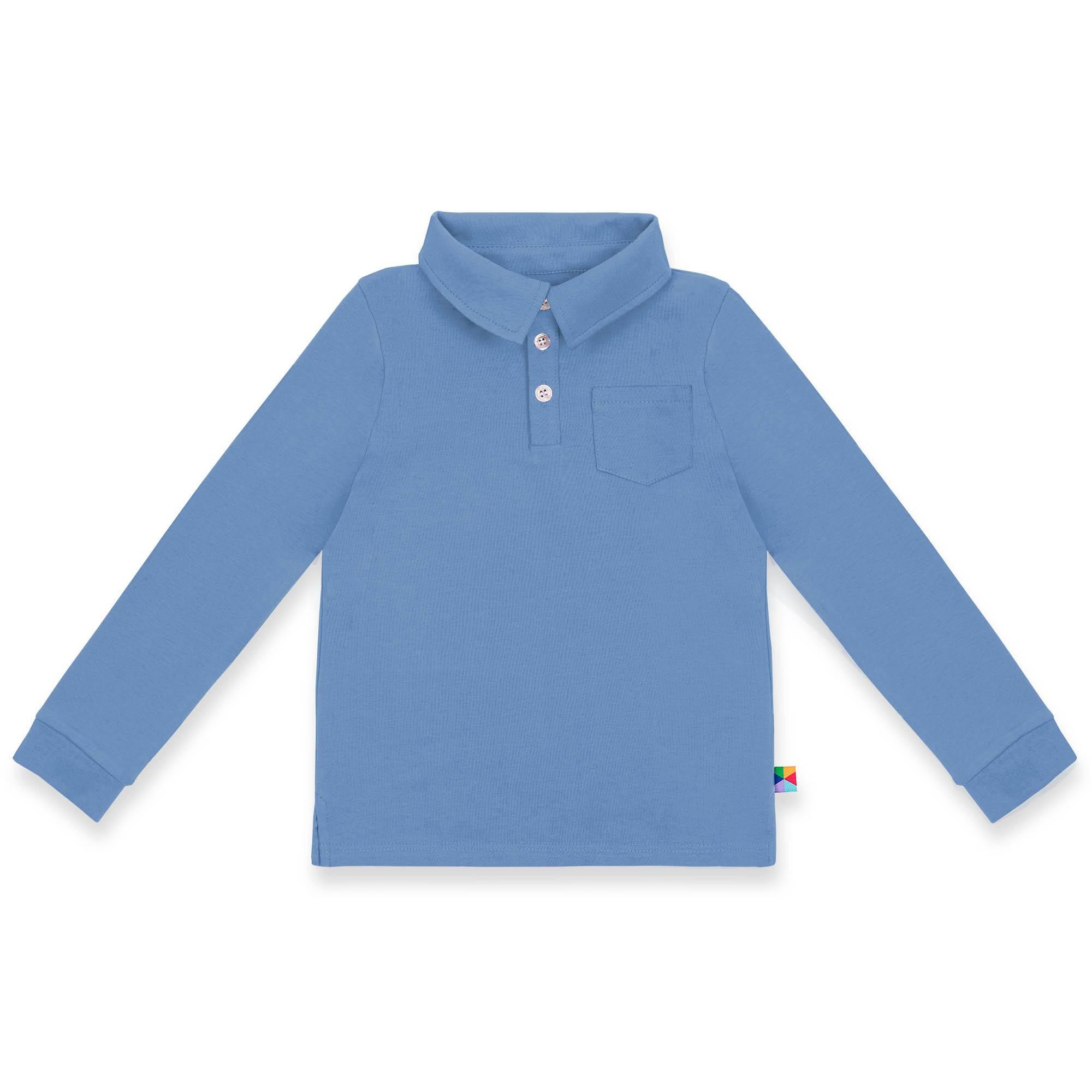 Sky blue long sleeve polo shirt