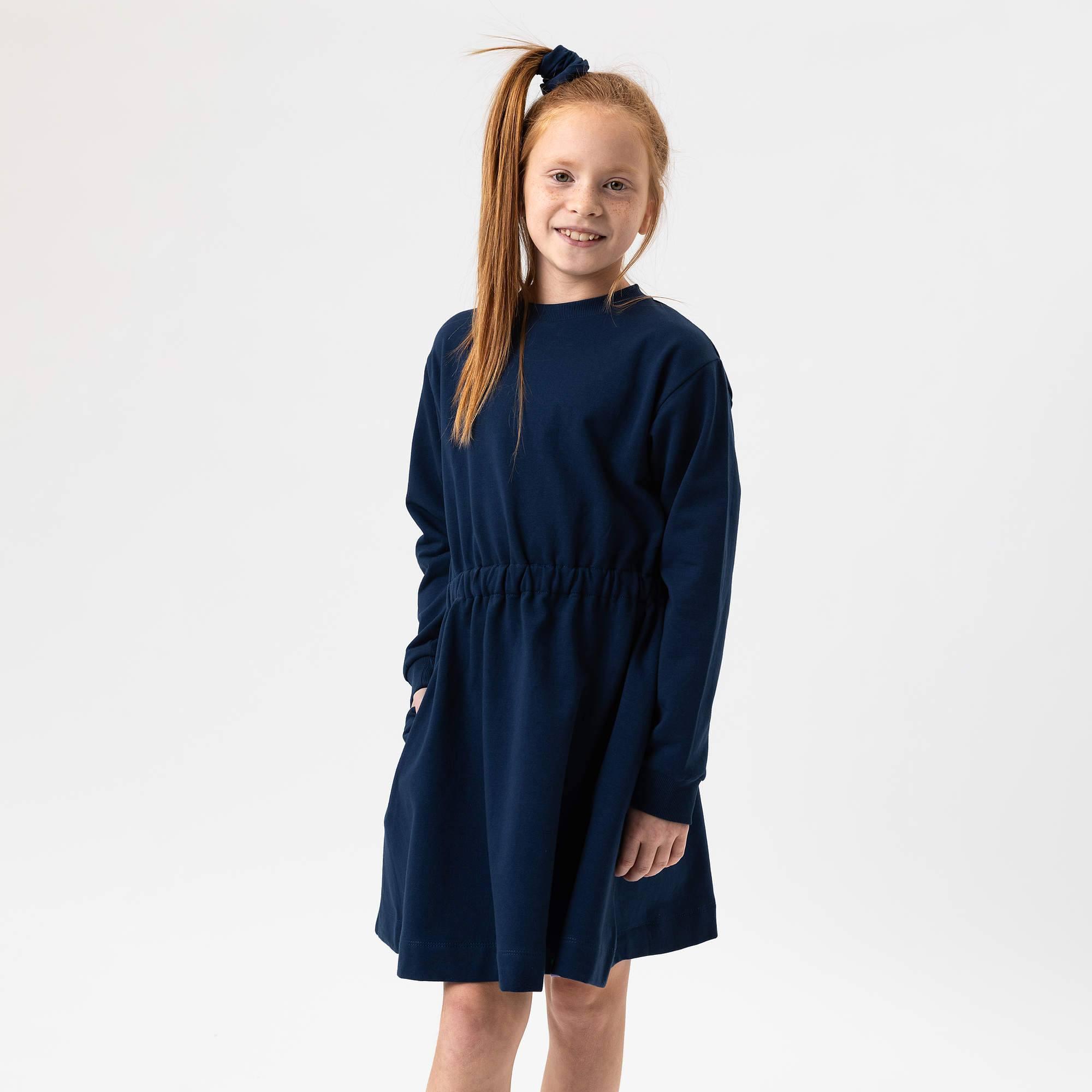 Navy blue fleece longsleeve dress