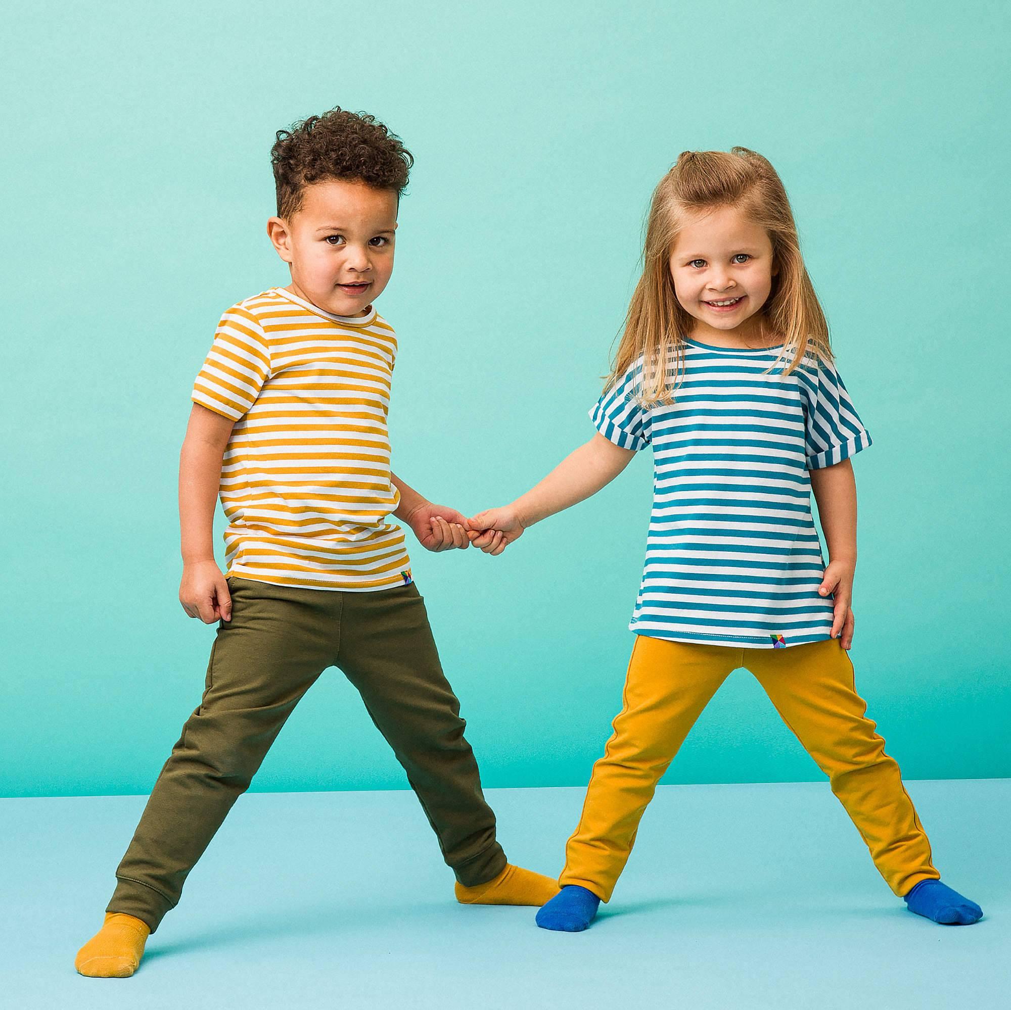 Turquoise stripes crew neck shirt