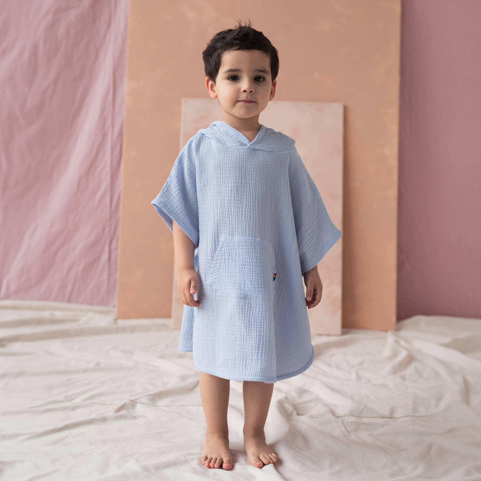 Light blue muslin poncho