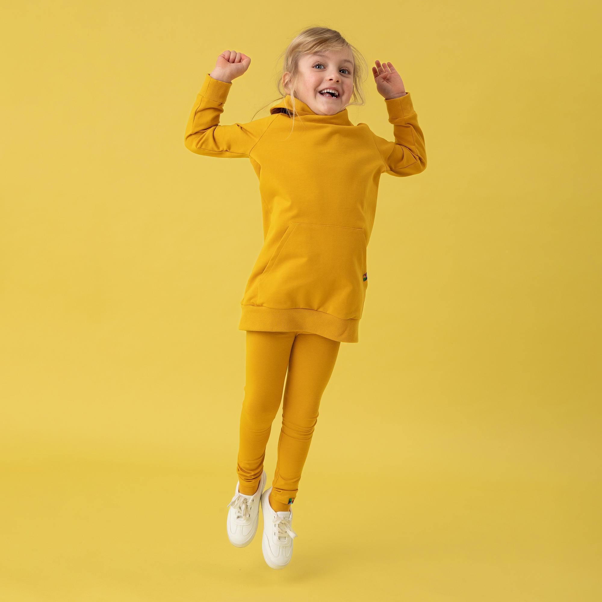 Mustard long funnel neck pullover sweatshirt