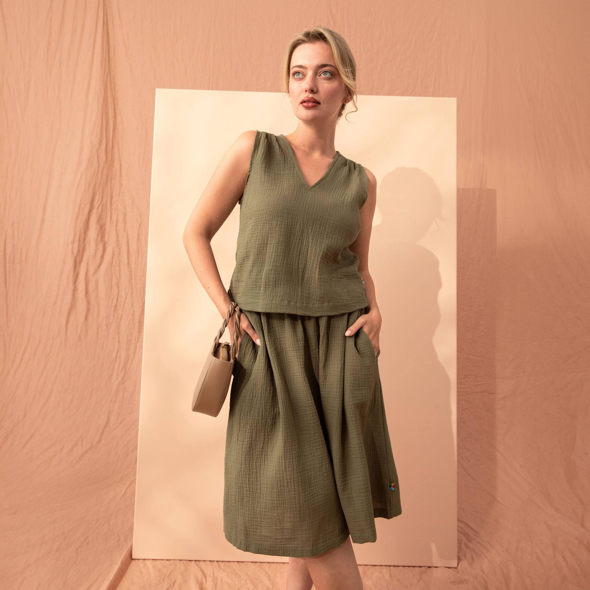 Khaki muslin skirt Women