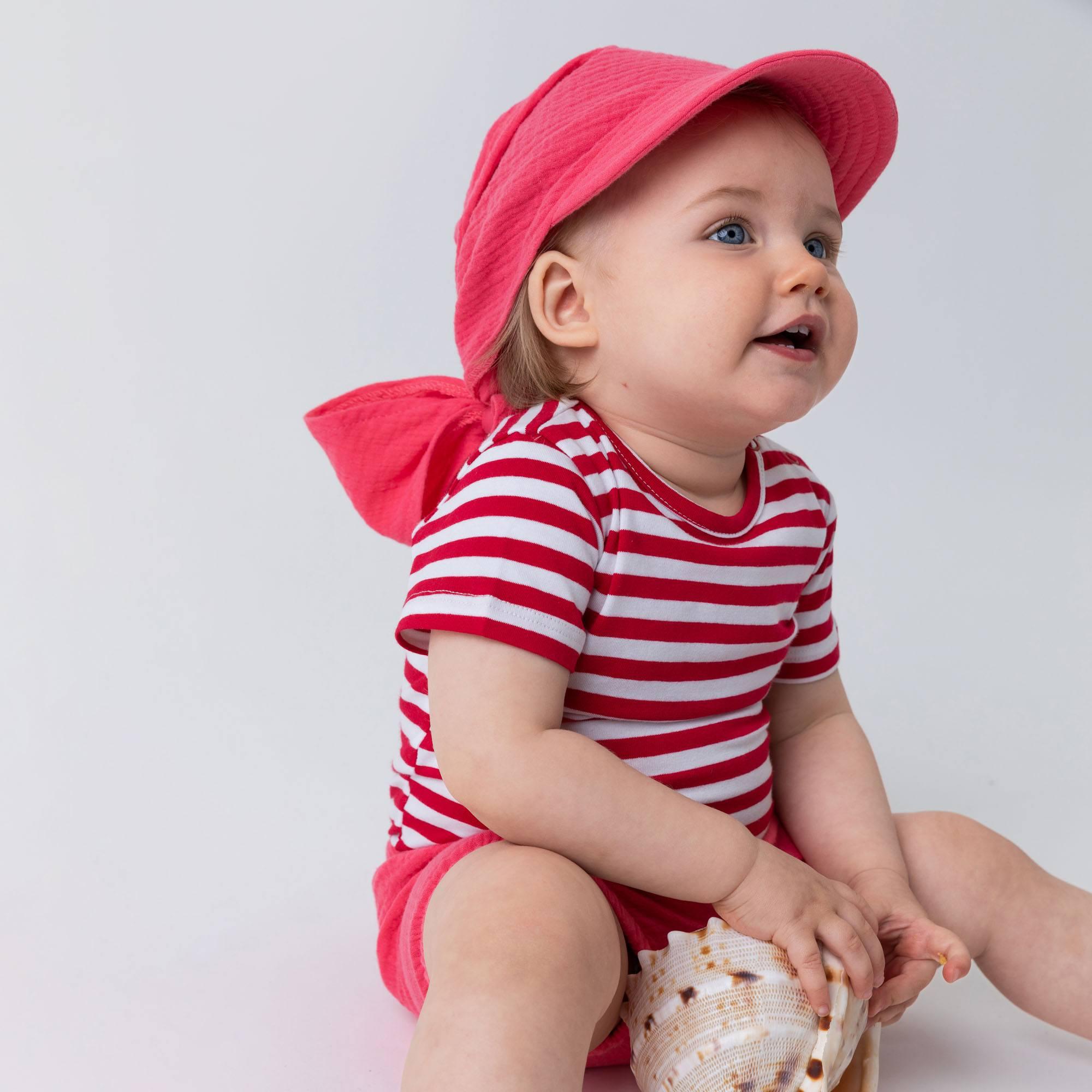 Red stripes short sleeve bodysuit