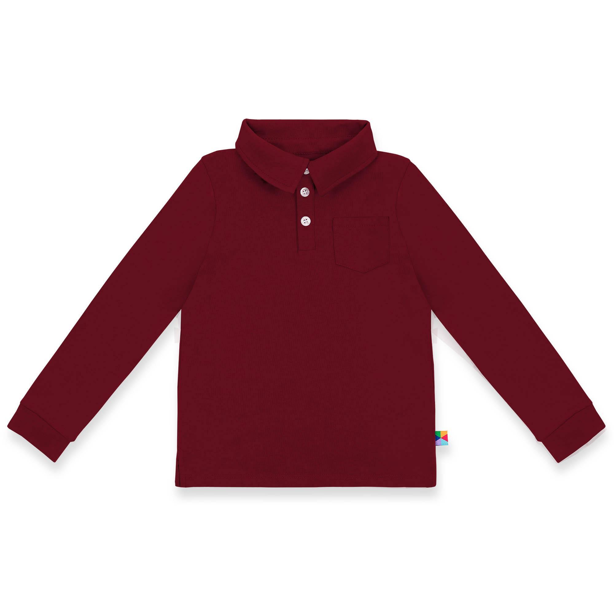 Burgundy long sleeve polo shirt