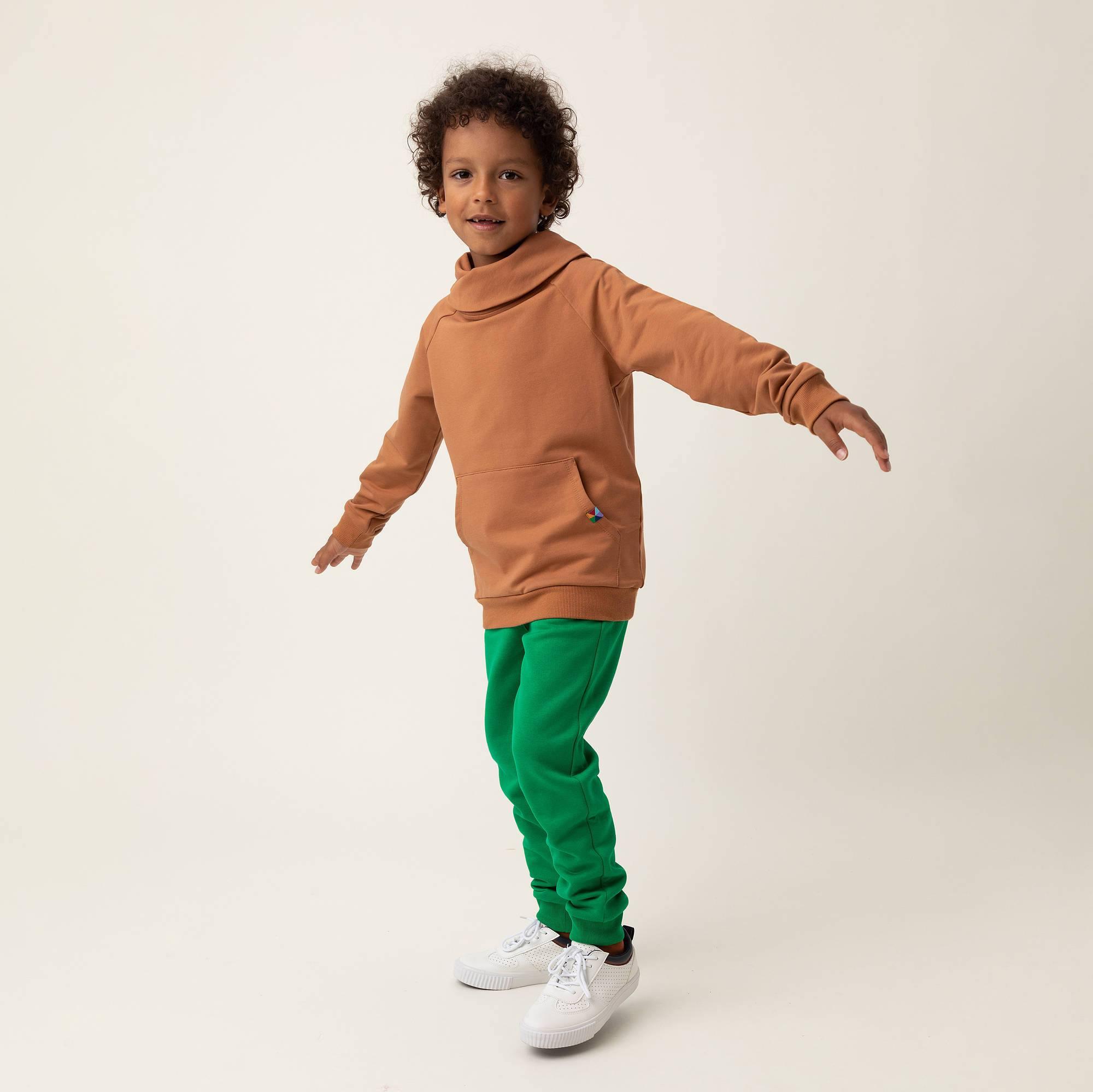 Green fleece-lined joggers kids