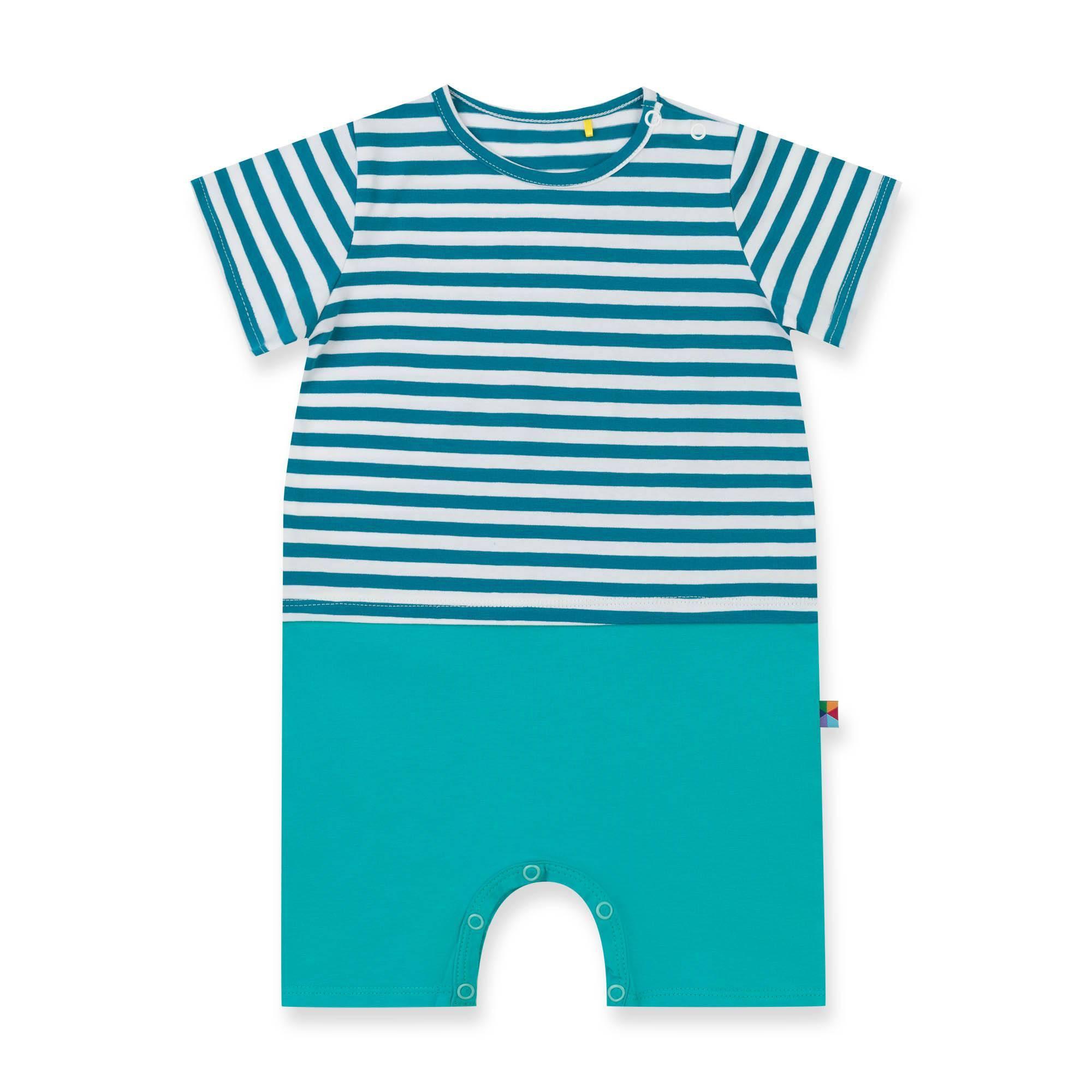 Turquoise stripes striped short sleeve romper Baby