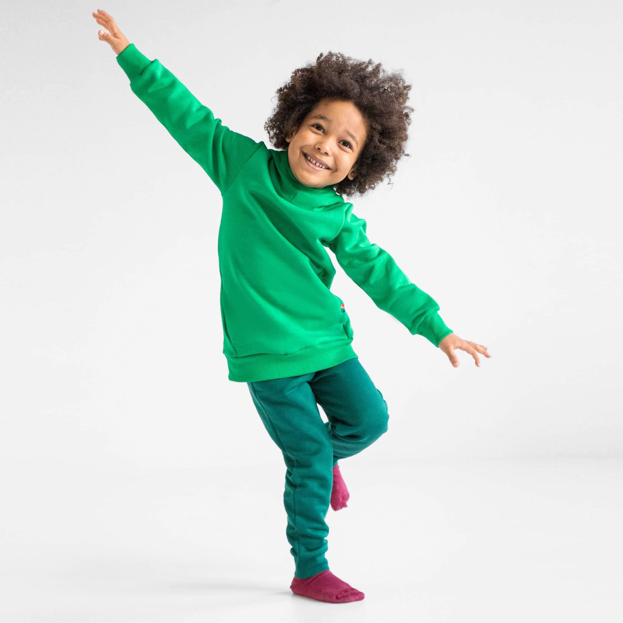 Bottle-green fleece-lined joggers kids