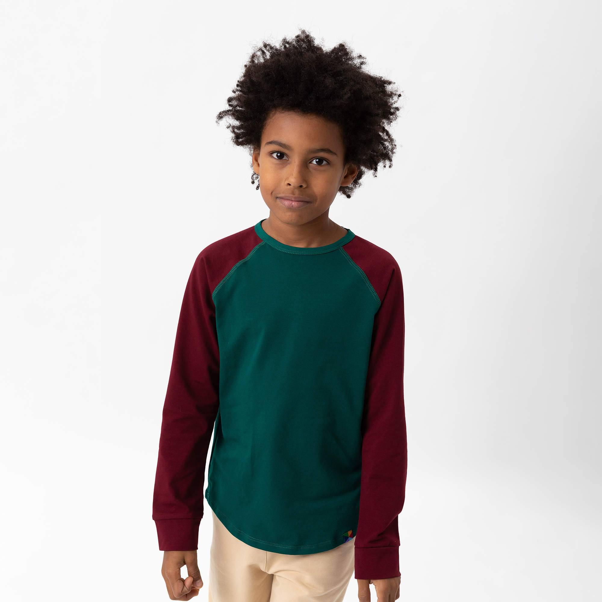 Bottle-green - burgundy baseball longsleeve shirt