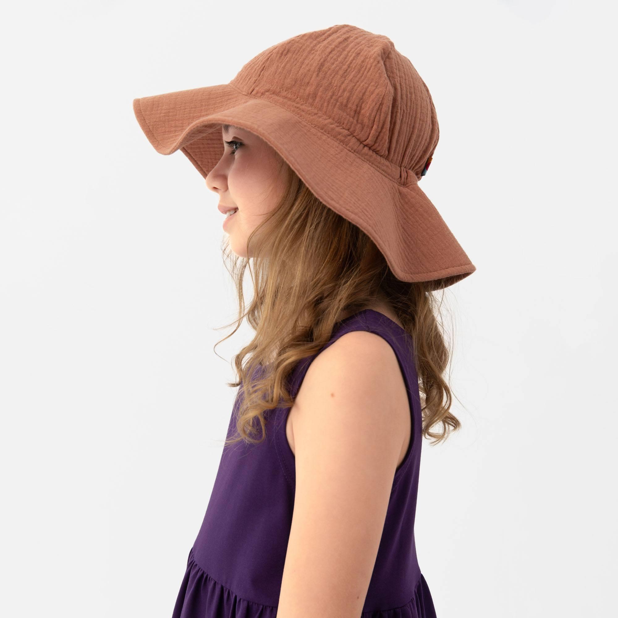 Caramel muslin brimmed hat