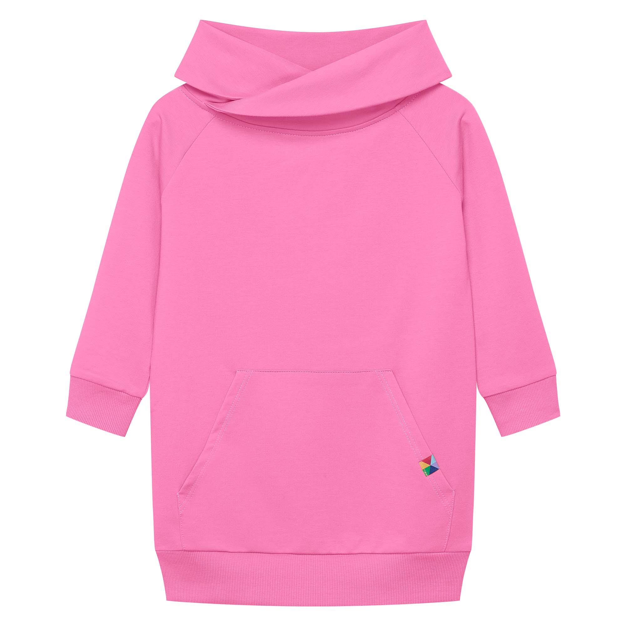 Pastel pink long funnel neck pullover sweatshirt