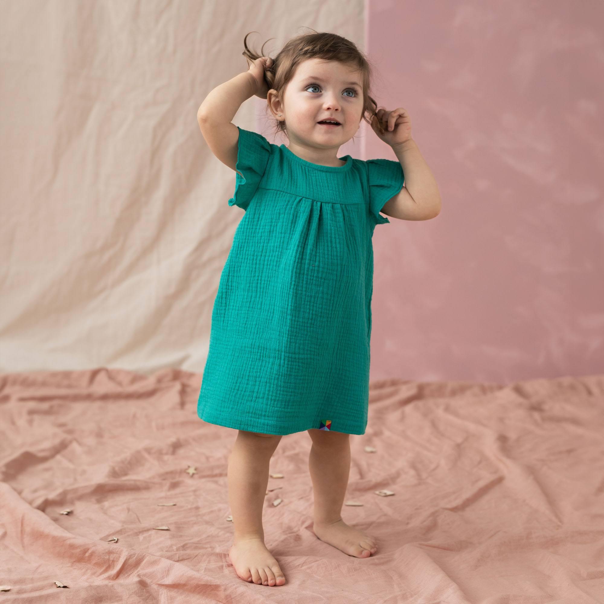 Turquoise muslin dress Baby