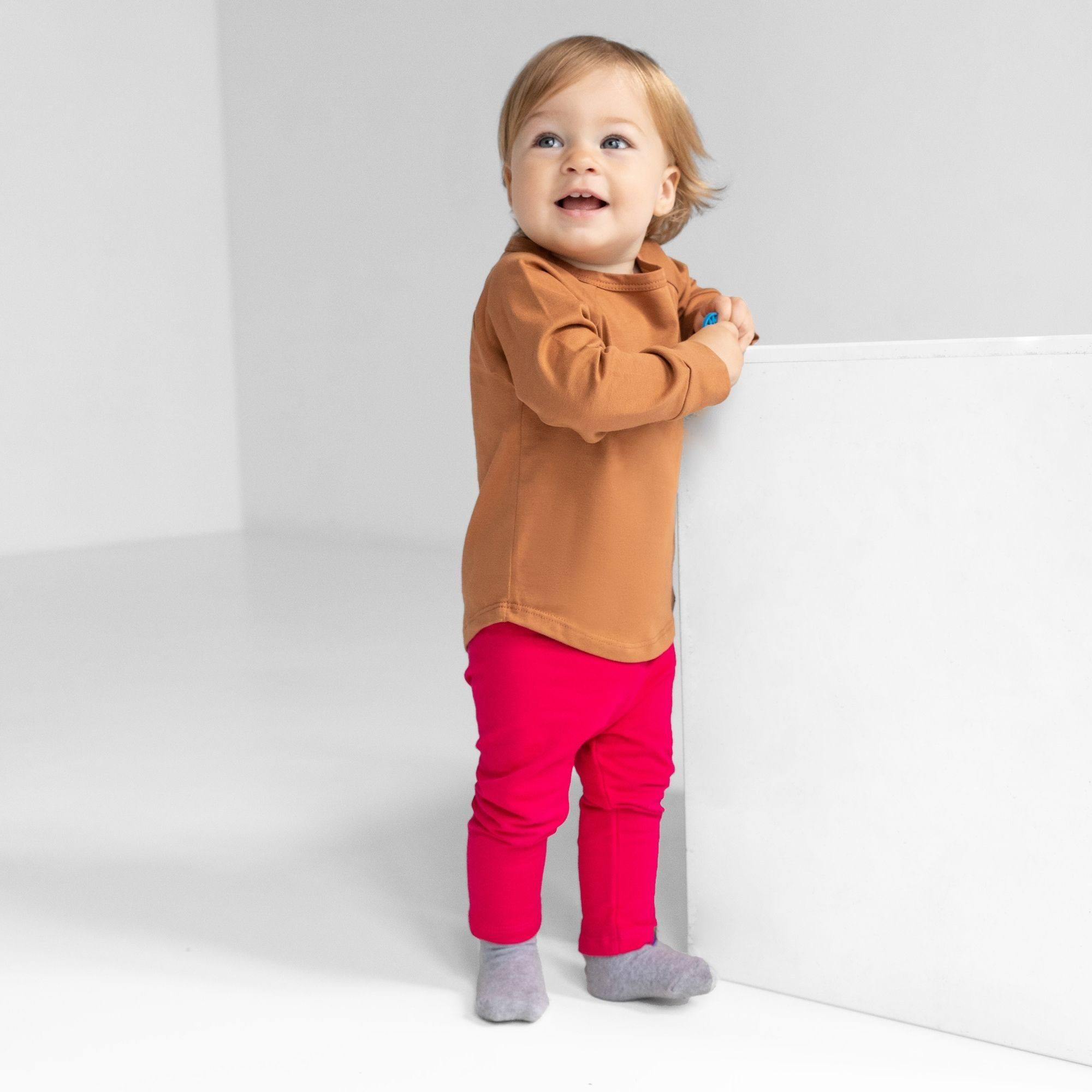 Pink fleece-lined leggings Baby