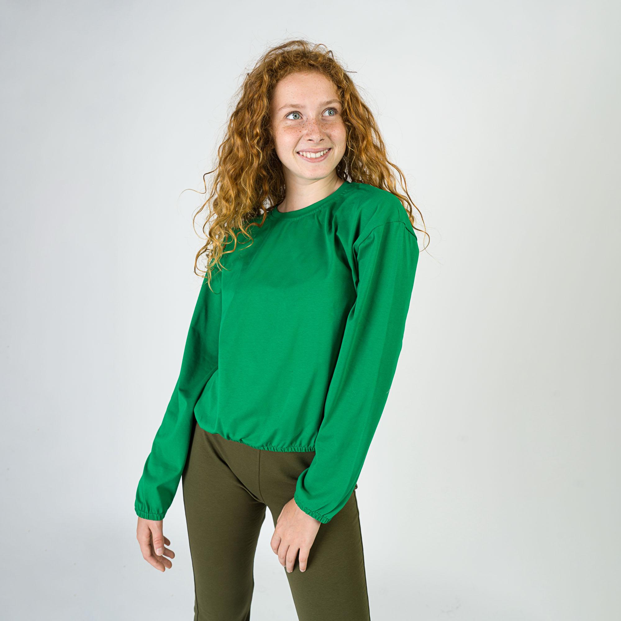 Green elastic hem blouse Junior