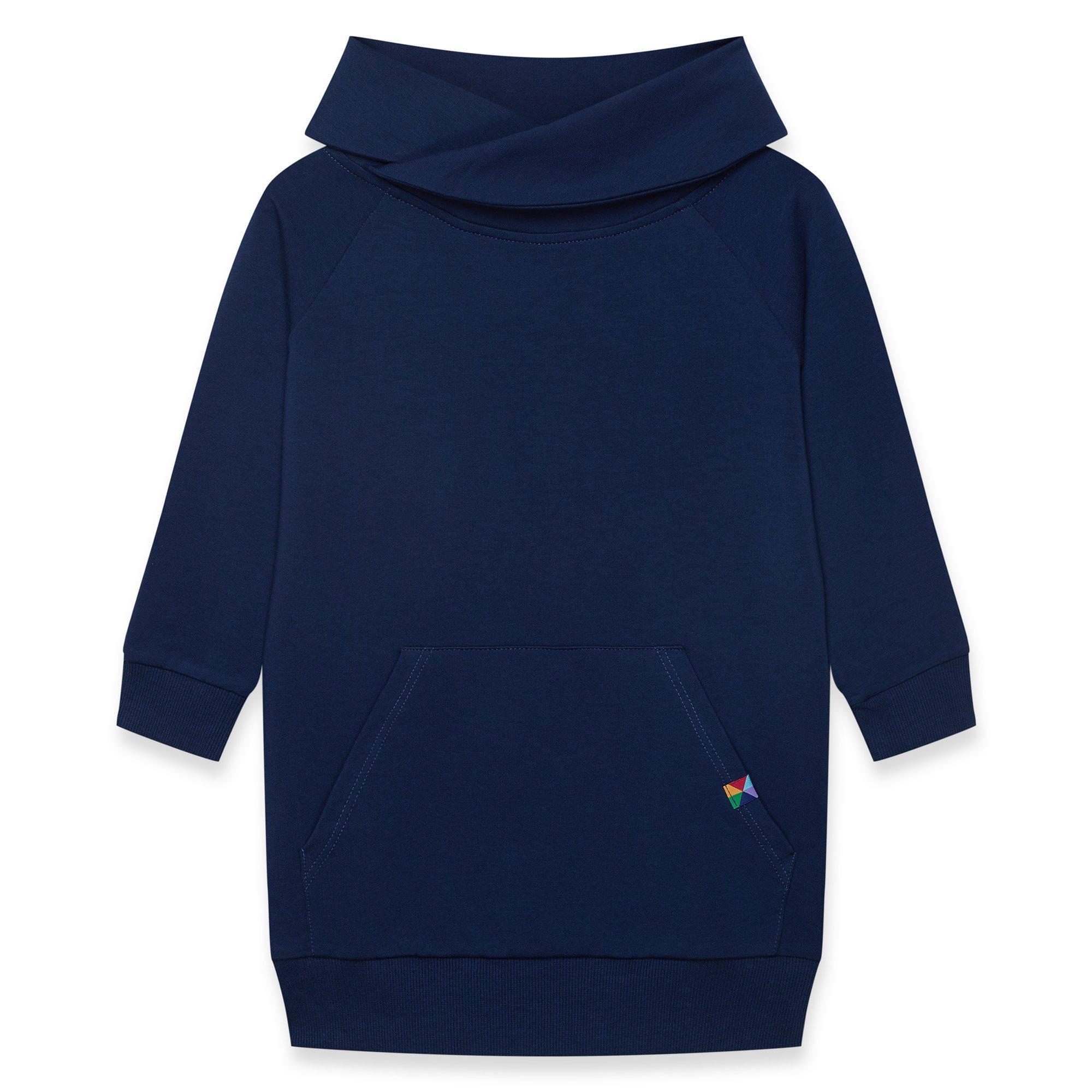 Navy blue long funnel neck pullover sweatshirt