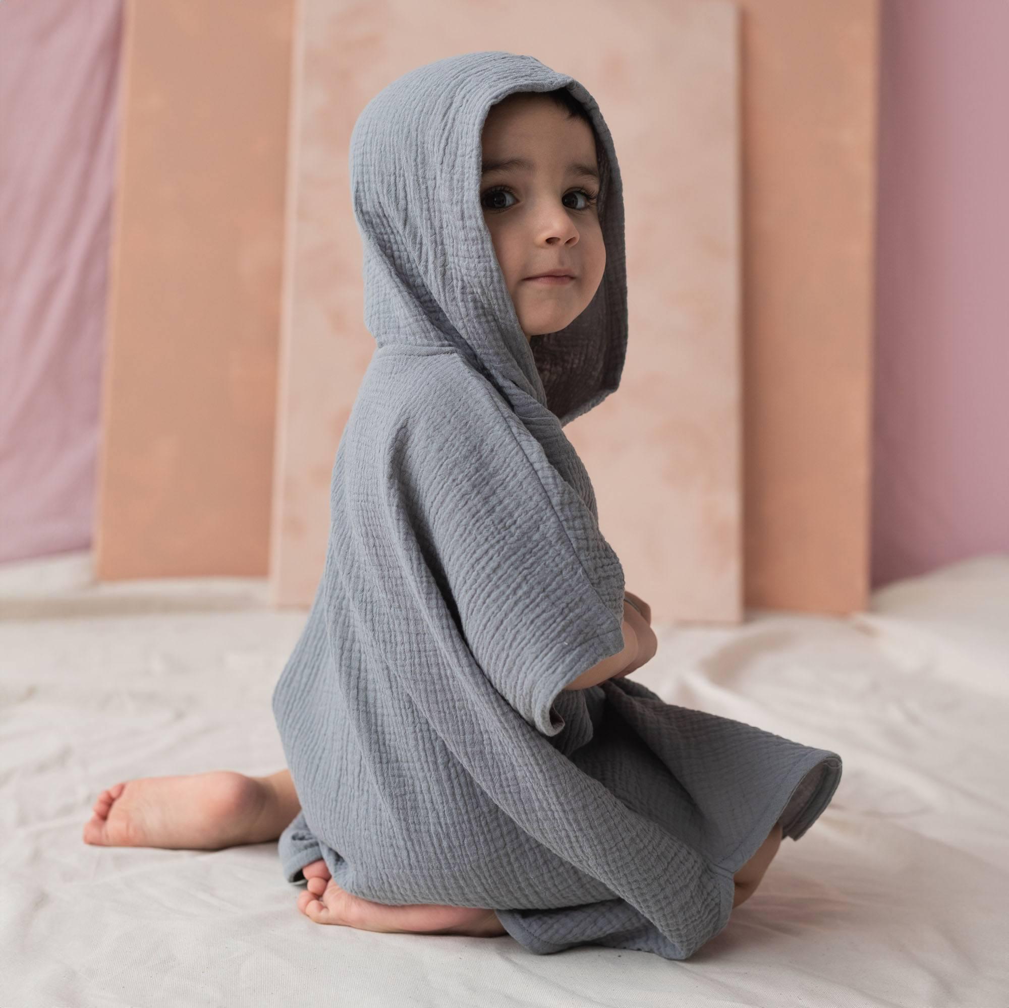 Grey muslin poncho