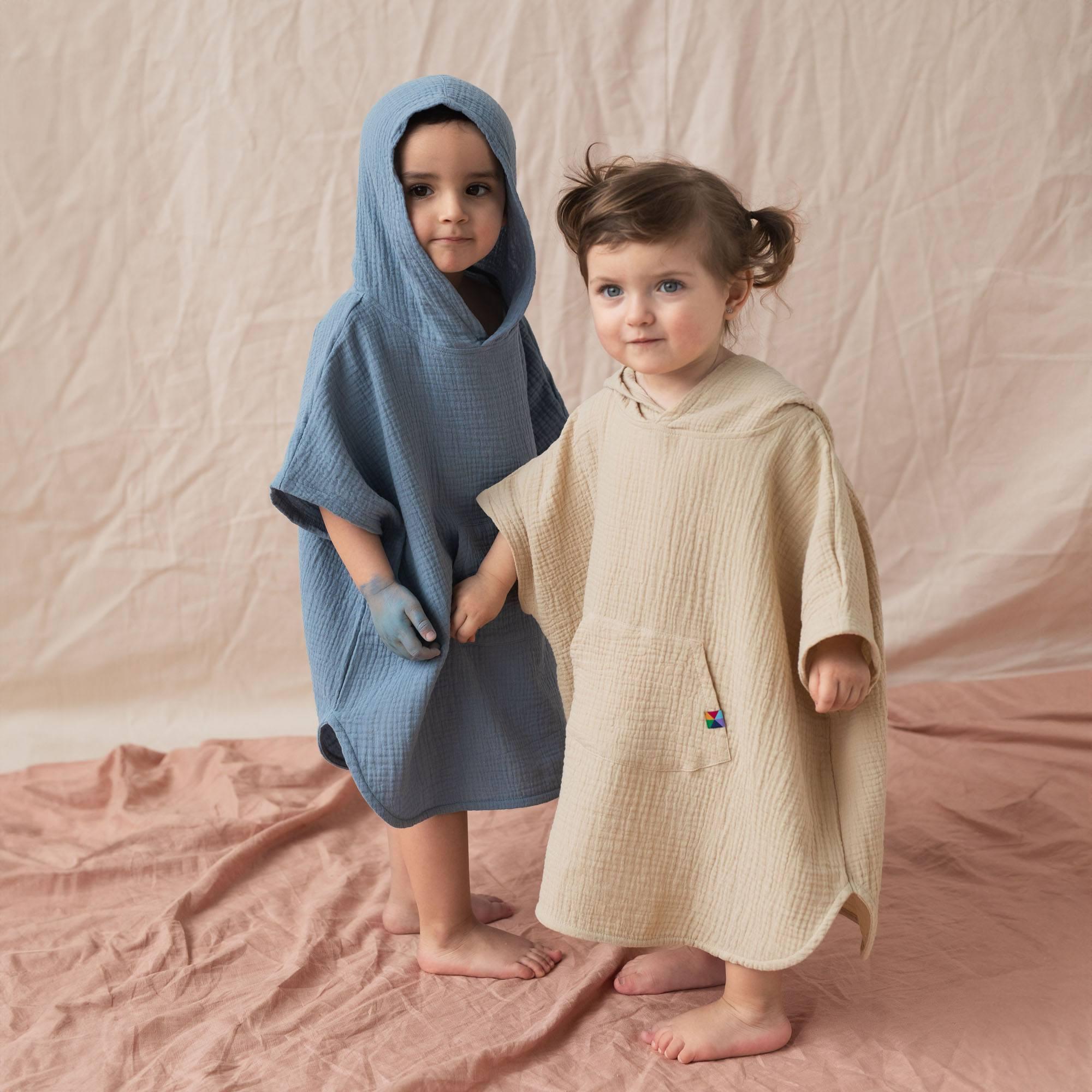 Beige muslin poncho