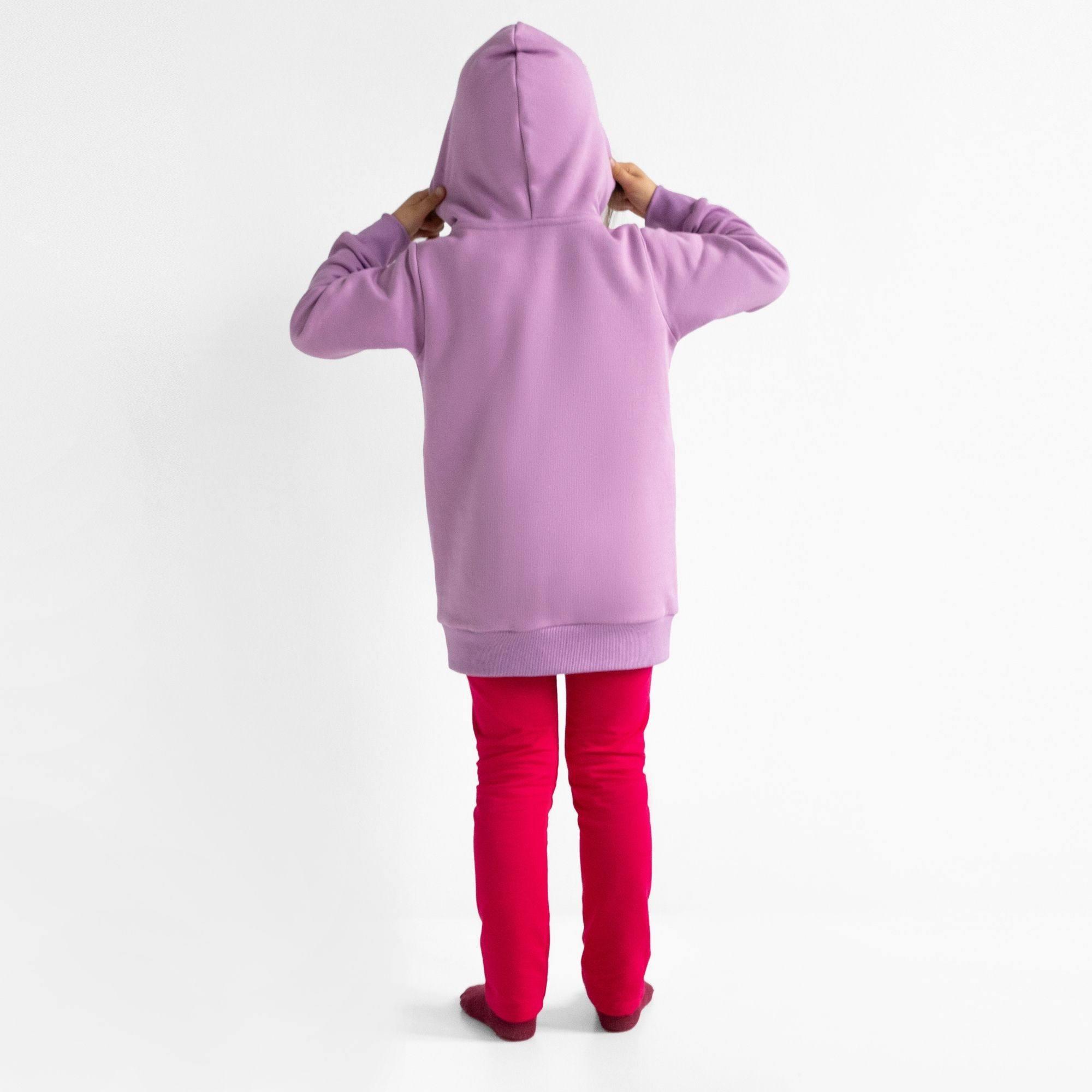 Light purple fleece-lined pullover hoodie