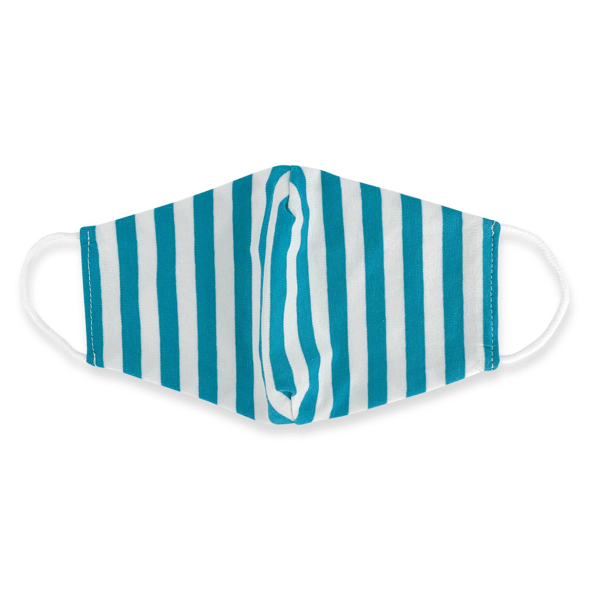 Turquoise stripes cotton face mask