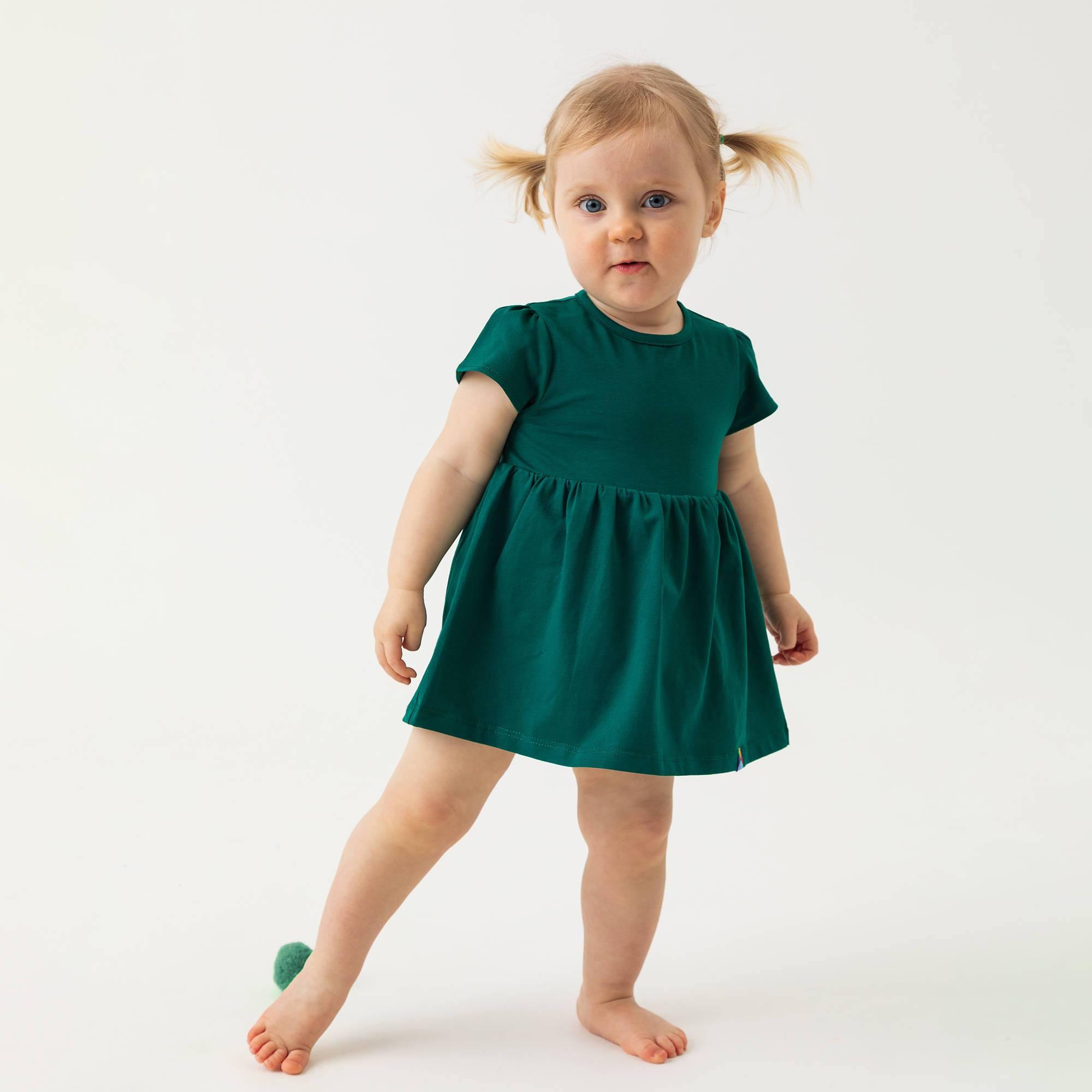 Bottle-green bodysuit dress