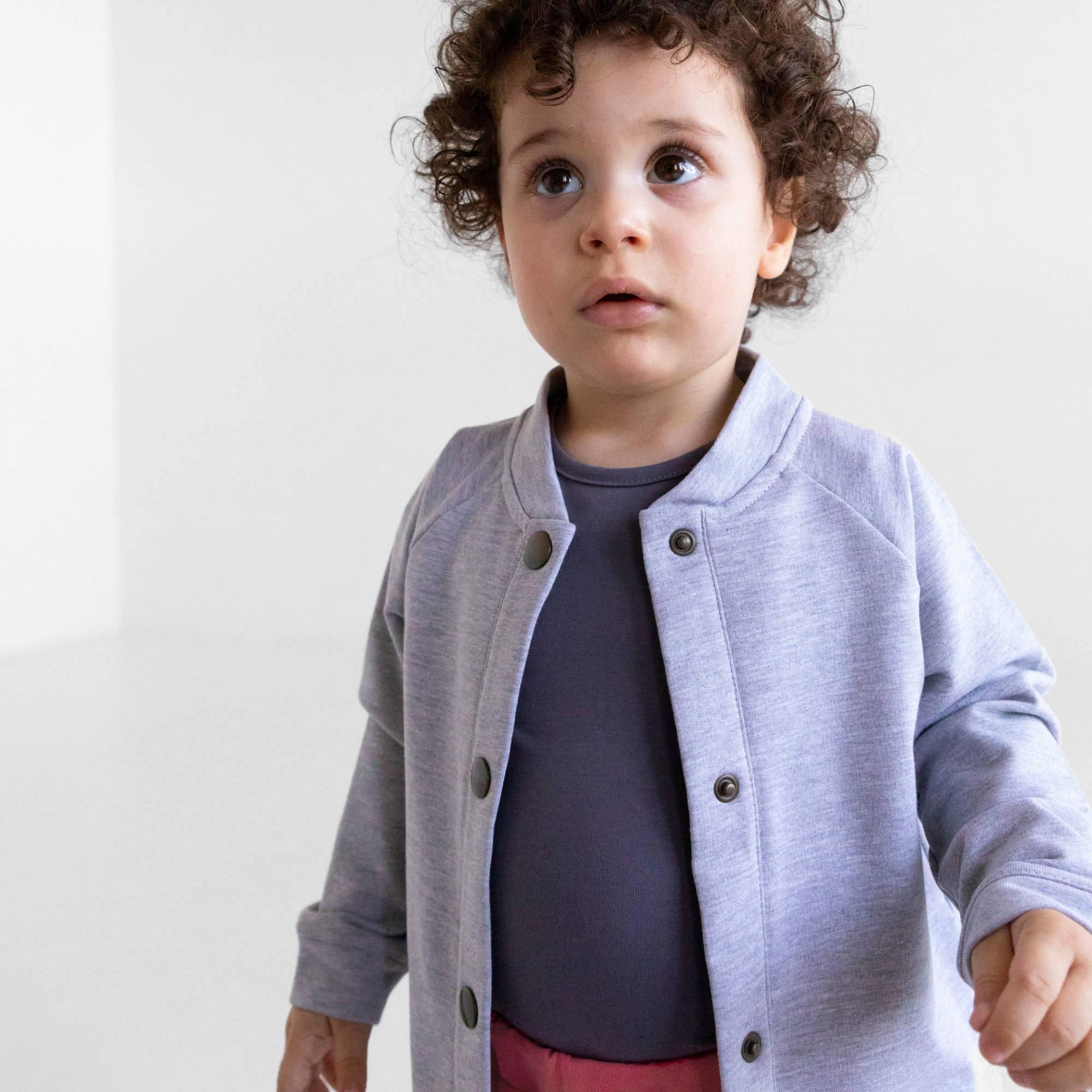 Grey melange button-up bomber jacket Baby