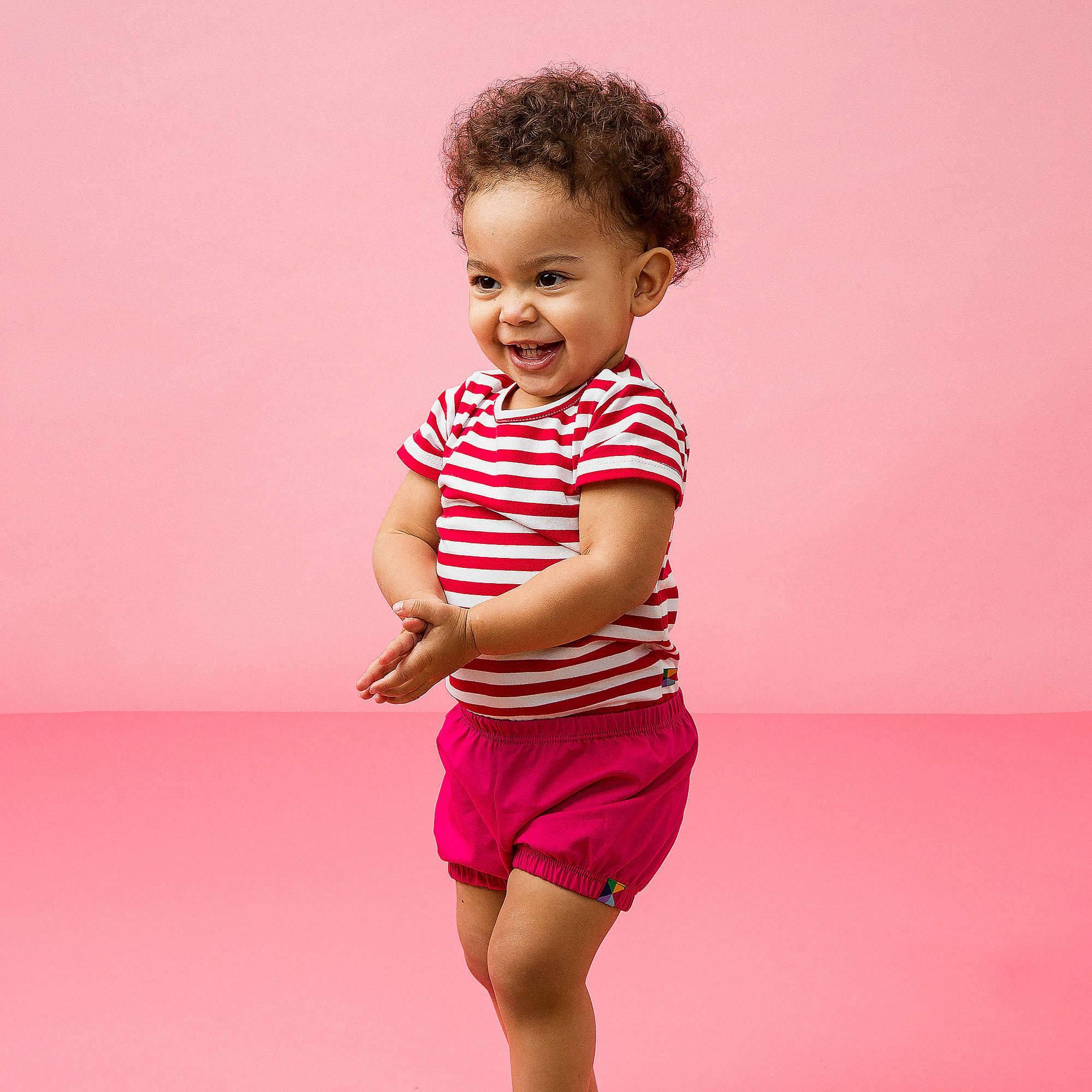 Red stripes short sleeve bodysuit