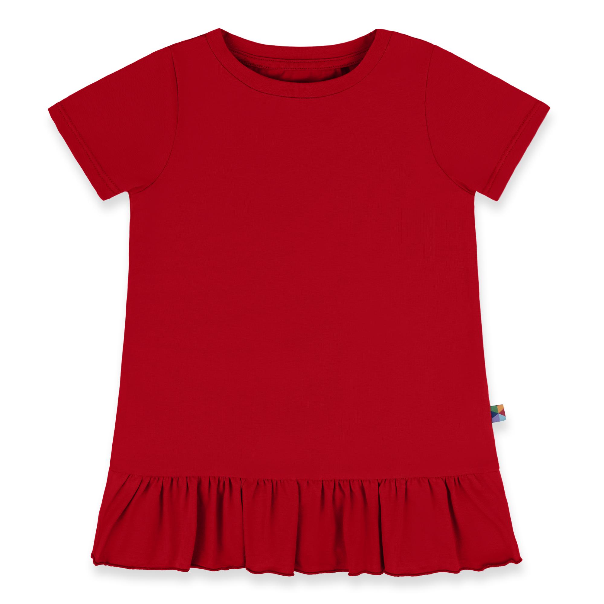 Red ruffle short sleeve blouse