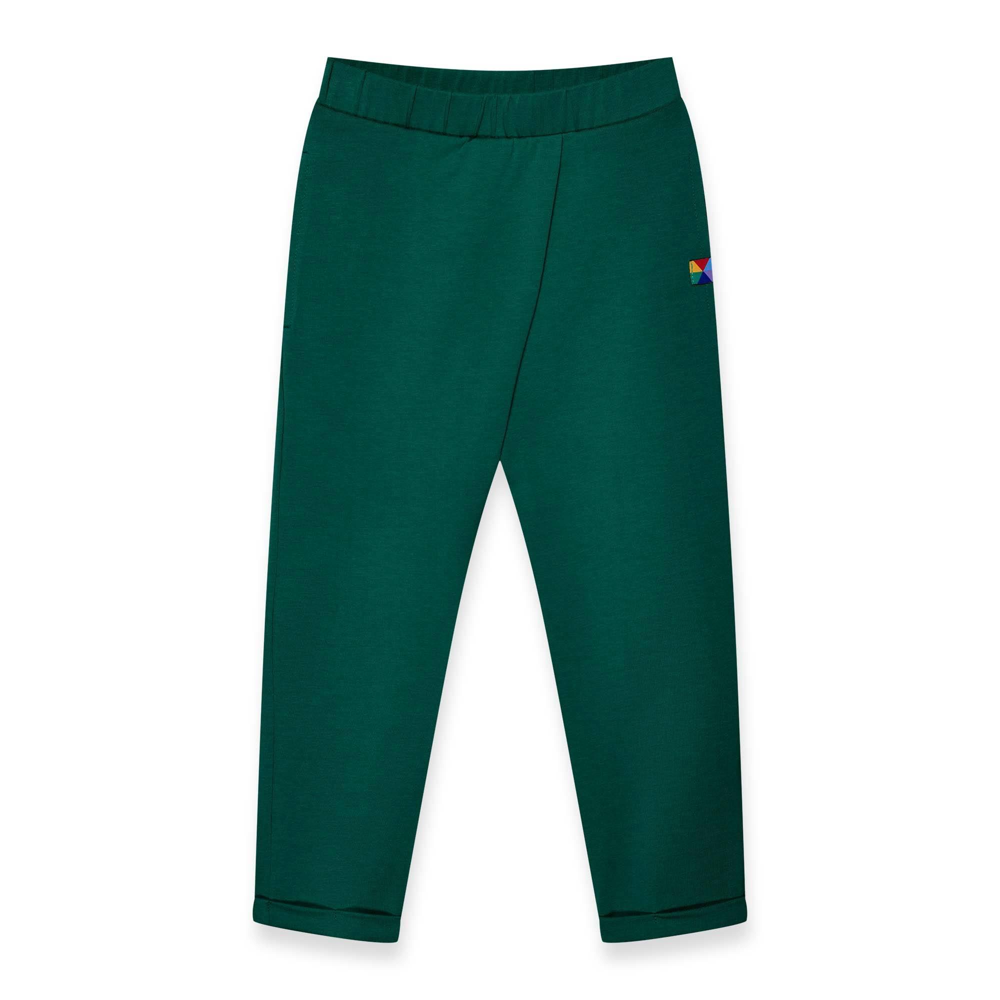 Bottle-green pants with a pleat