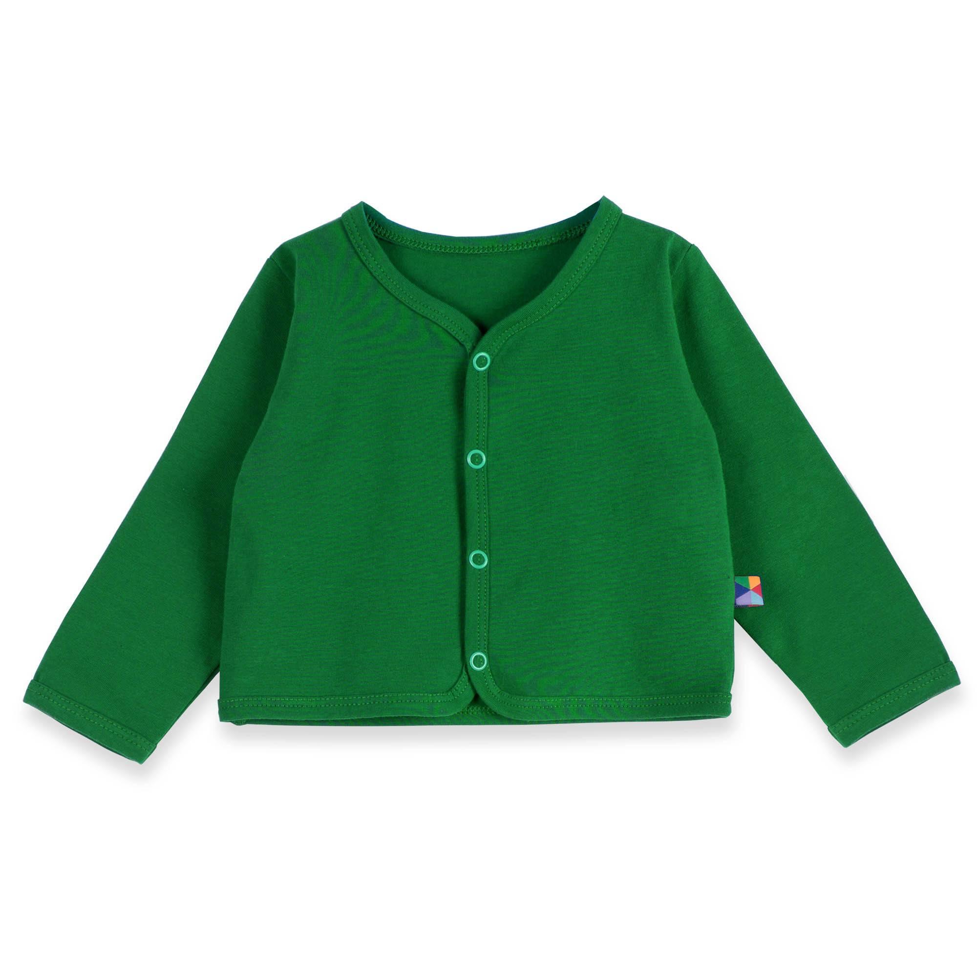 Green button-front cardigan