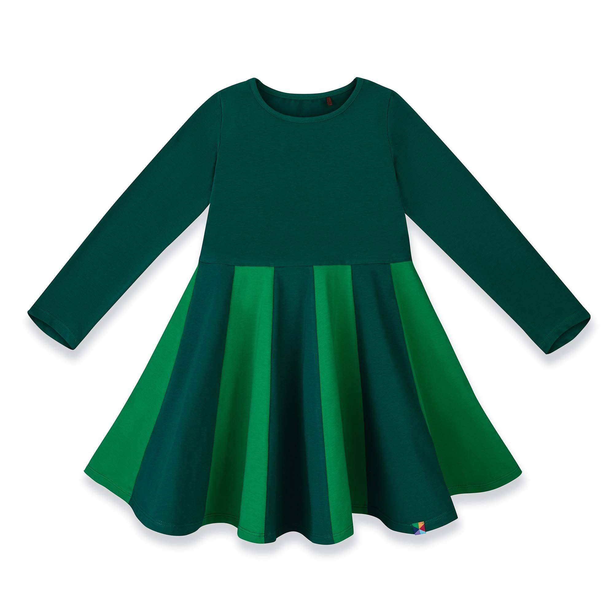 Bottle-green - green two-tone frill dress