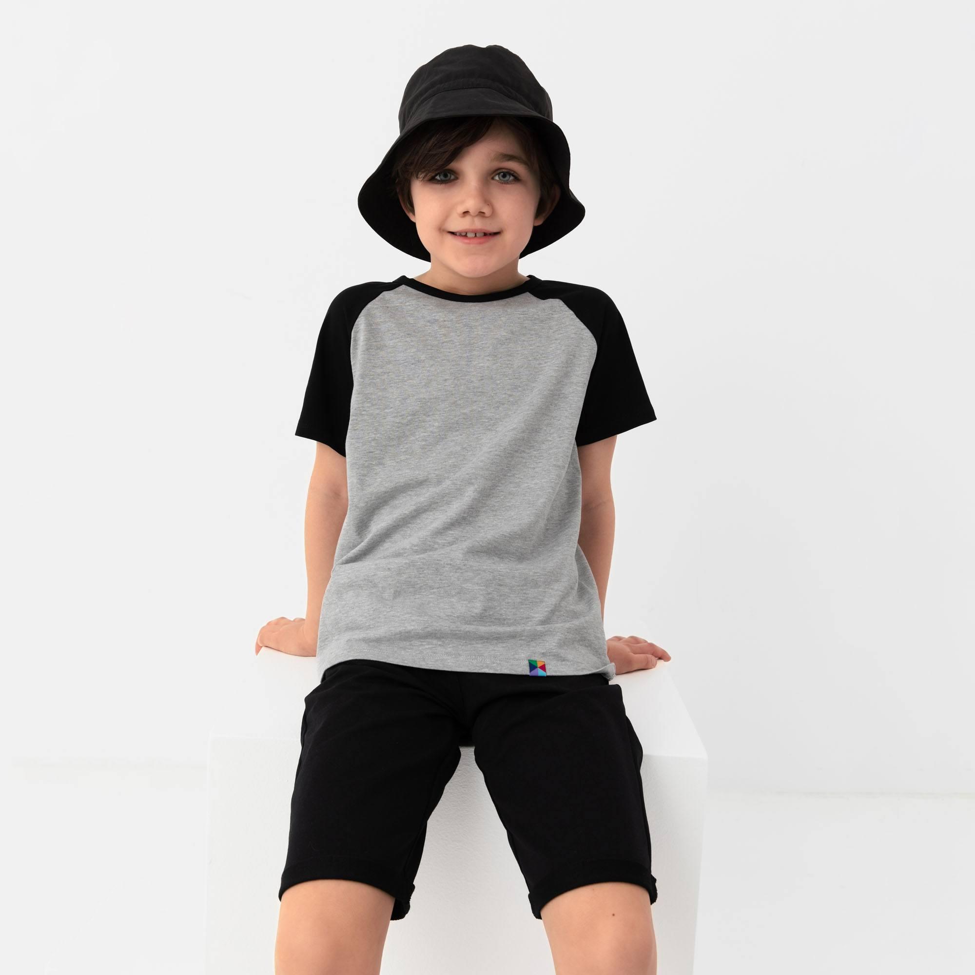 Grey - black short sleeve baseball shirt