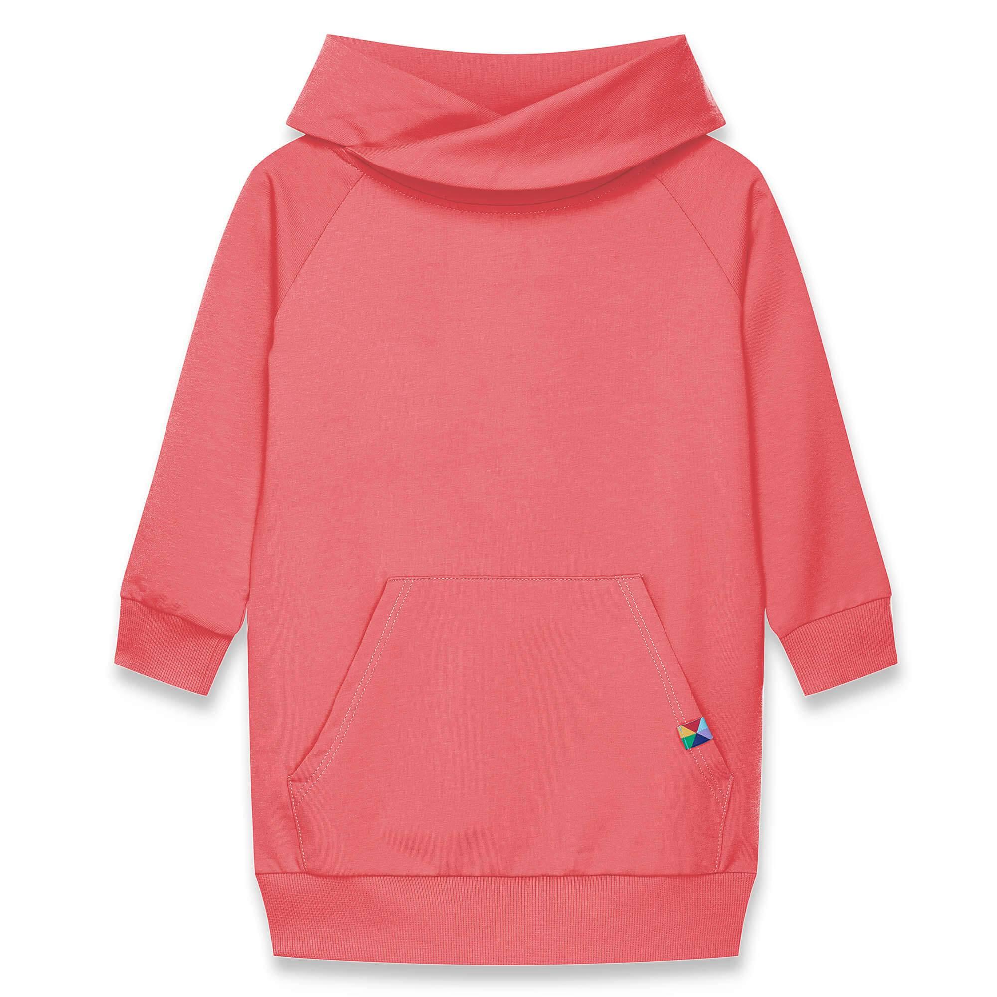 Coral long funnel neck pullover sweatshirt