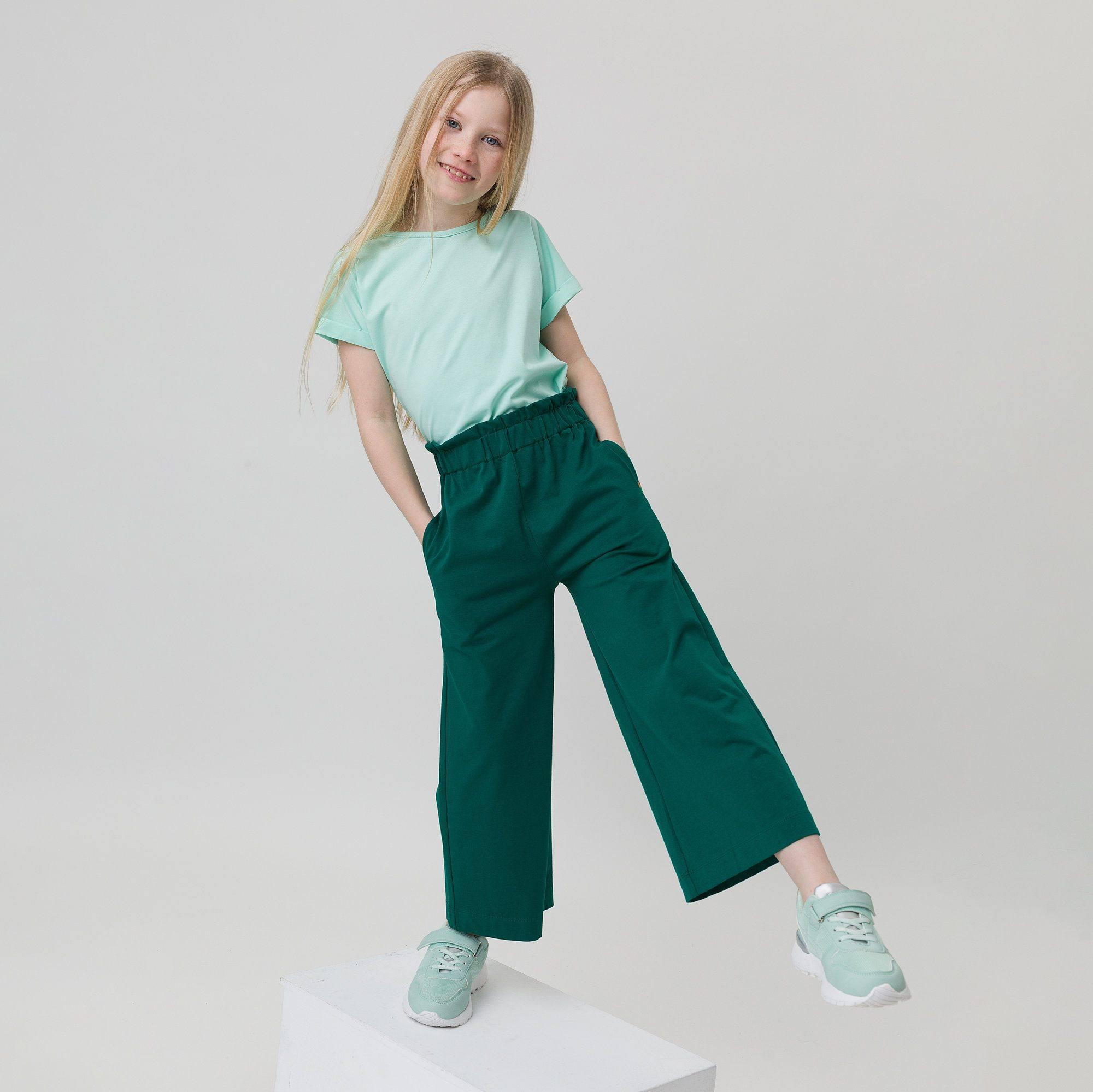 Bottle-green culotte trousers