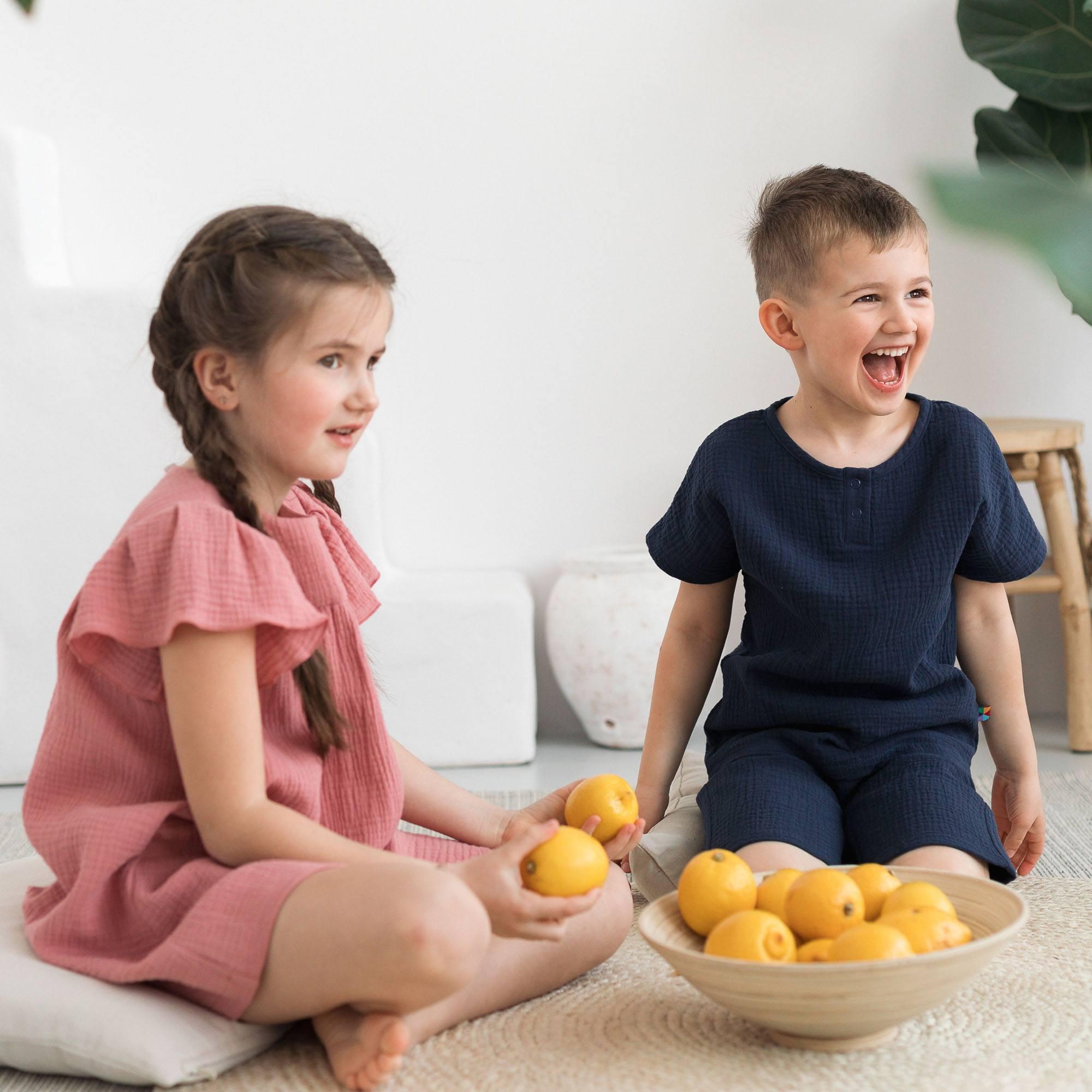 Navy blue muslin shorts