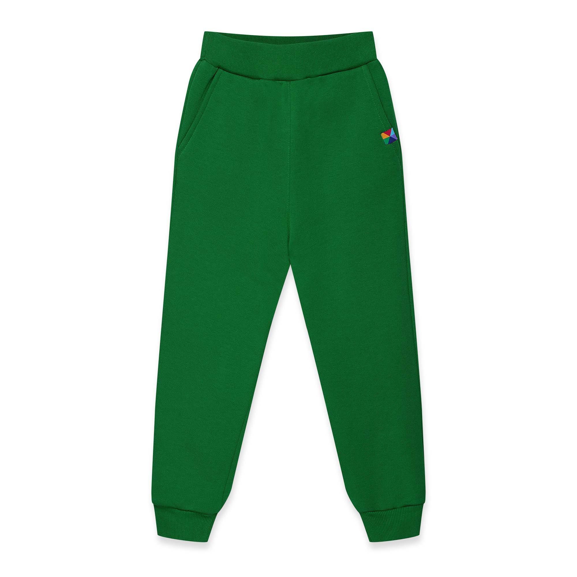 Green fleece-lined joggers kids