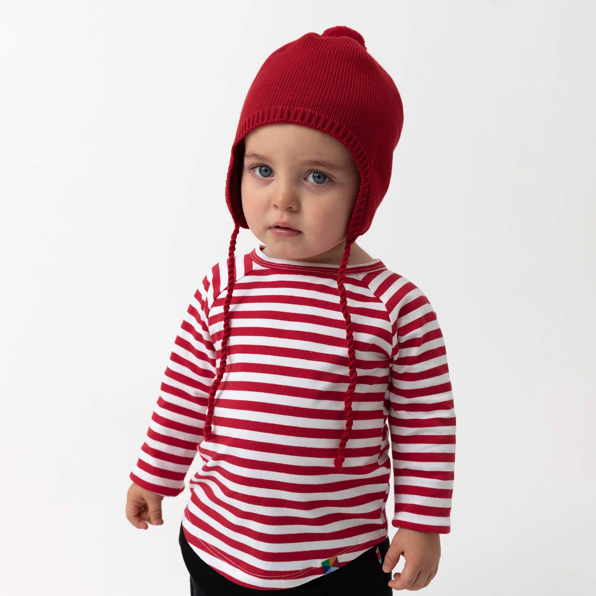 Red merino wool hat Baby