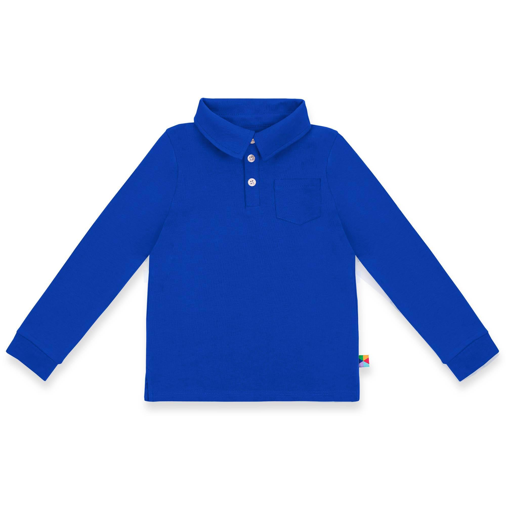 Blue long sleeve polo shirt