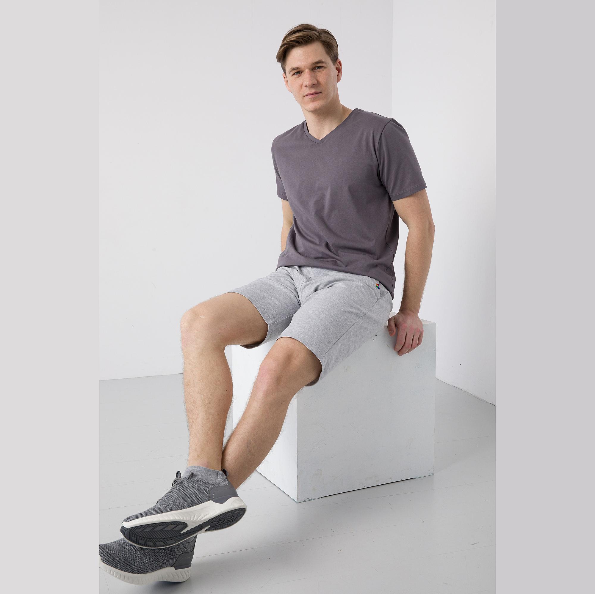 Grey melange shorts Men