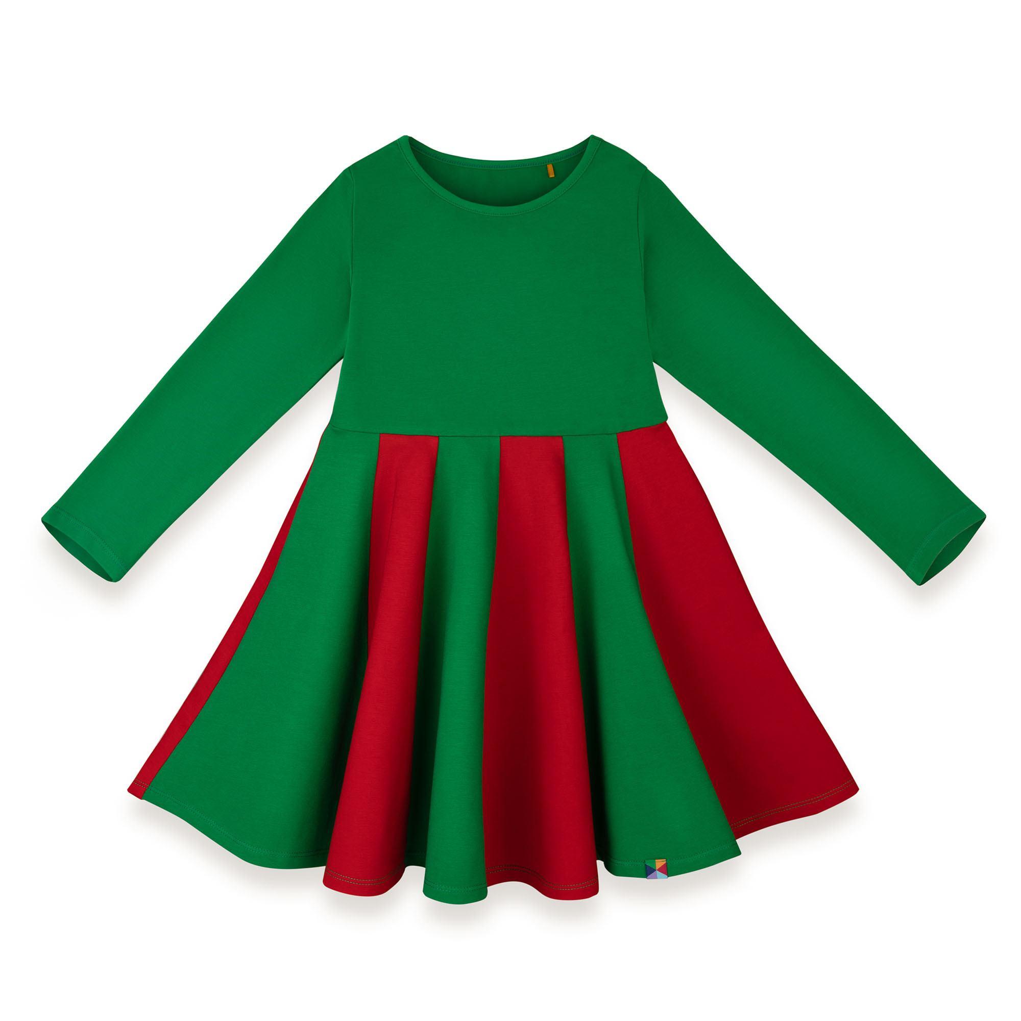 Green - red two-tone frill dress