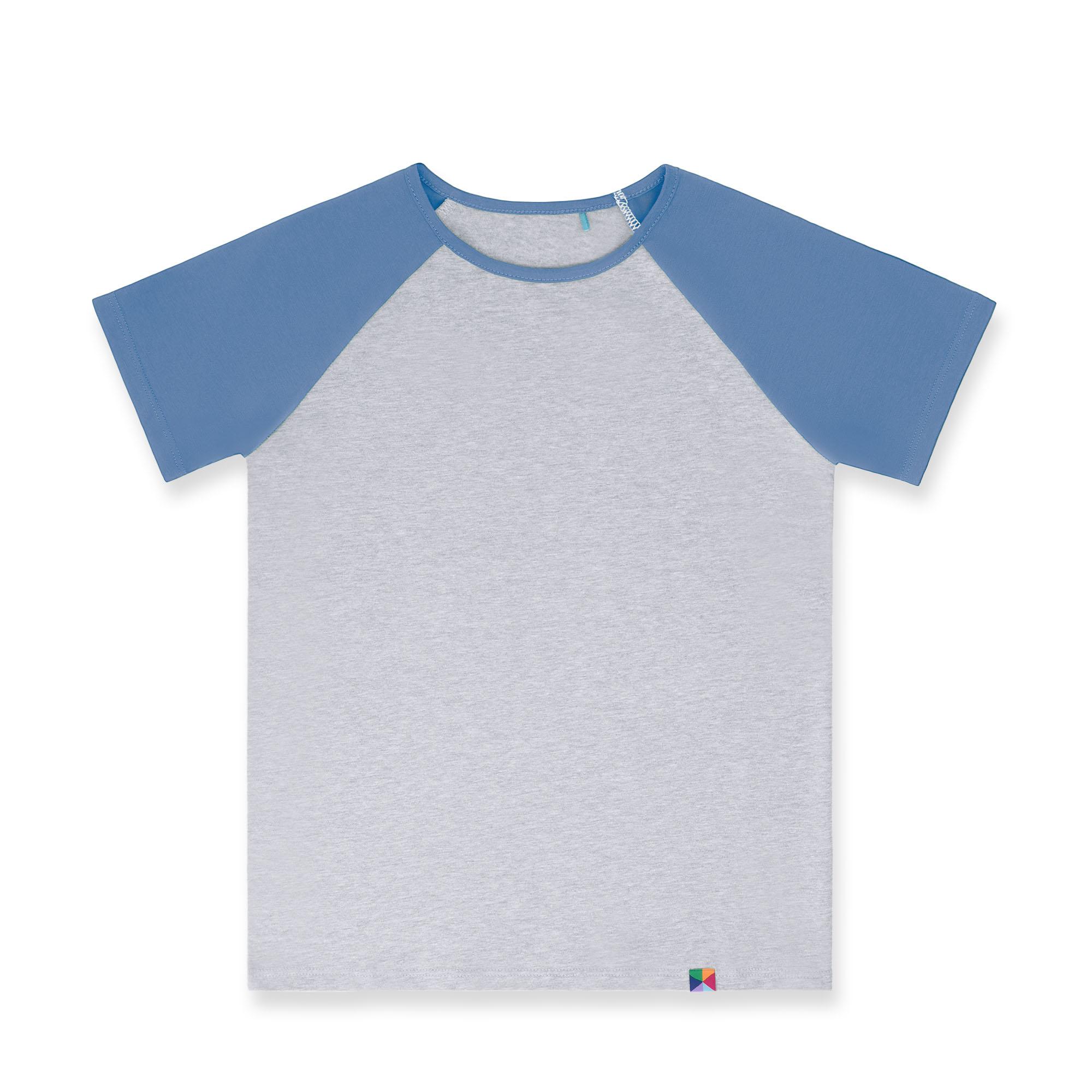 Grey - sky blue short sleeve baseball shirt