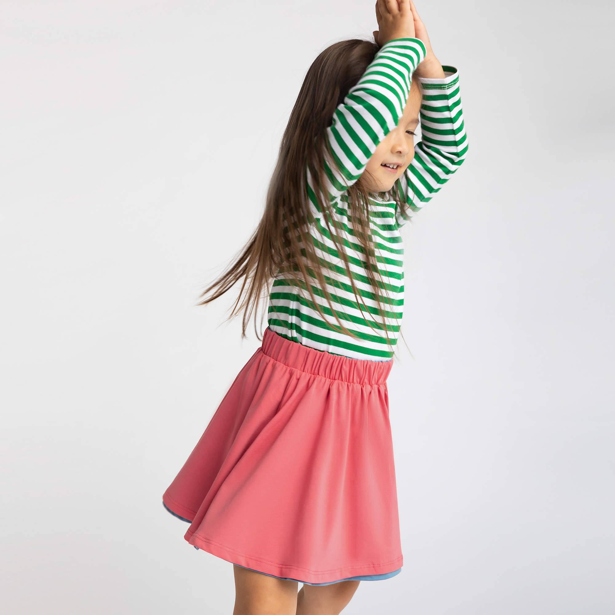 Coral - sky blue reversible skirt