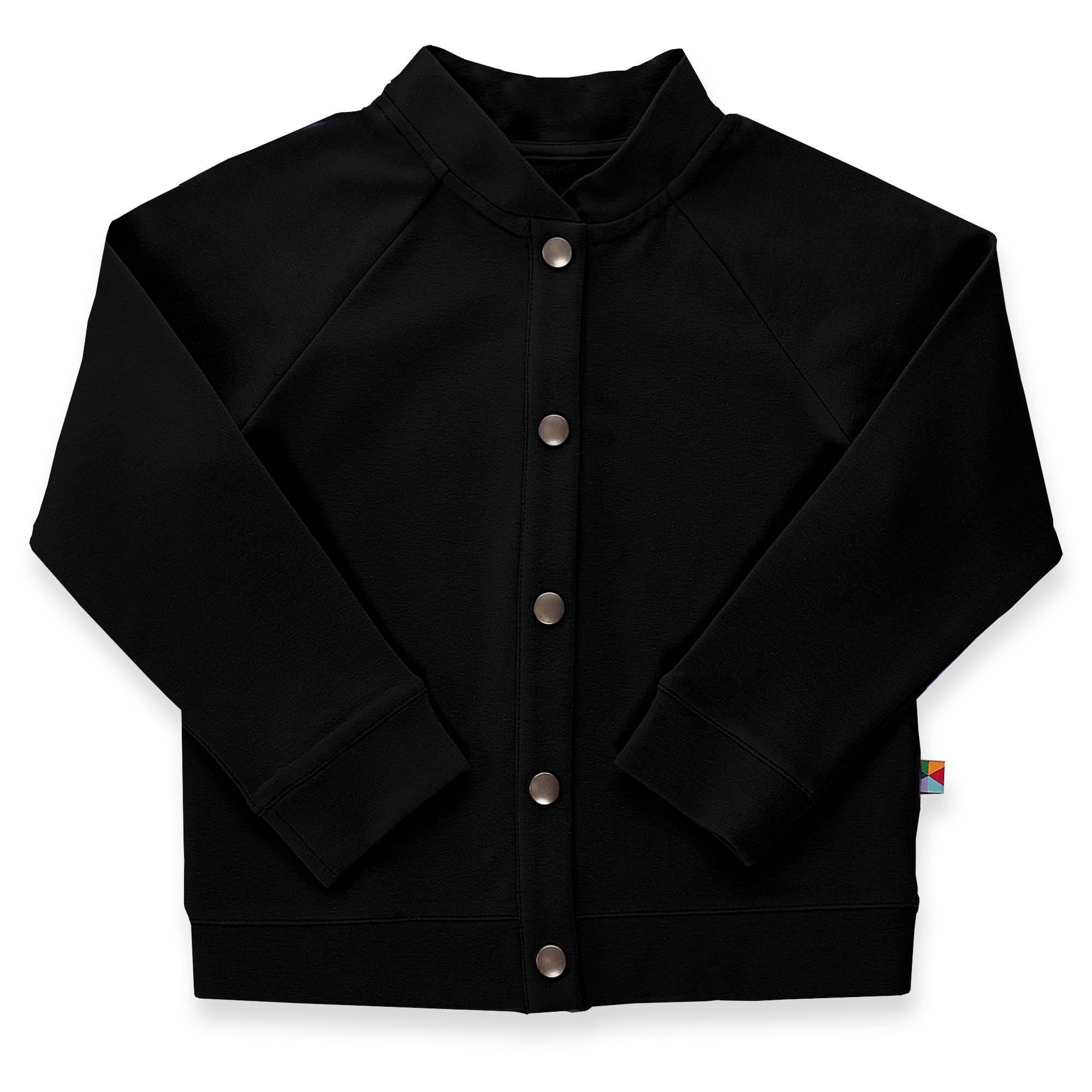 Black button-up bomber jacket