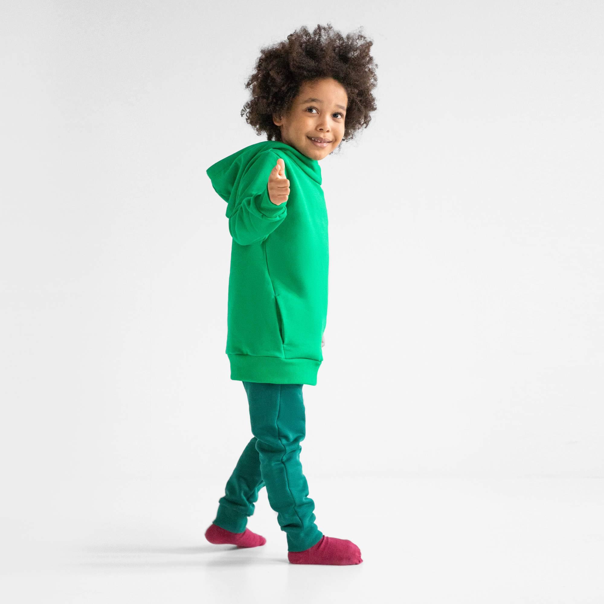 Bottle-green fleece-lined joggers kids