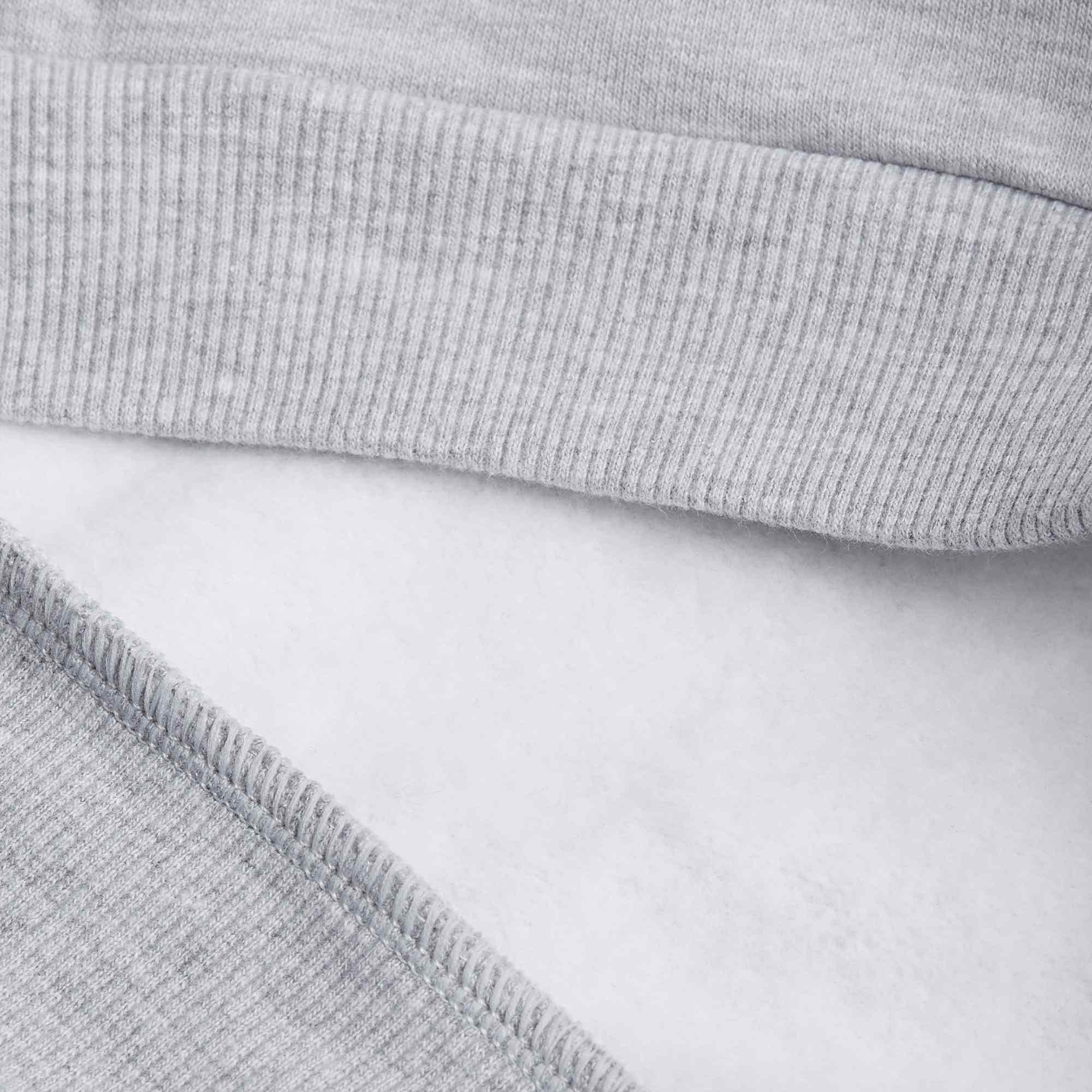 Grey melange fleece-lined pullover hoodie