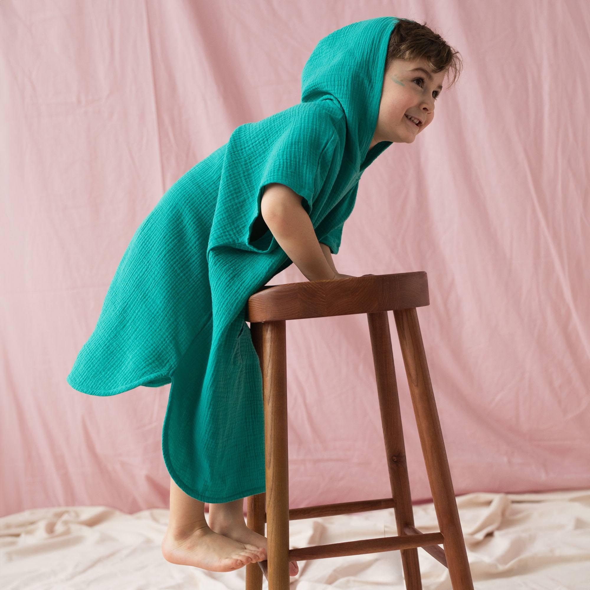 Turquoise muslin poncho