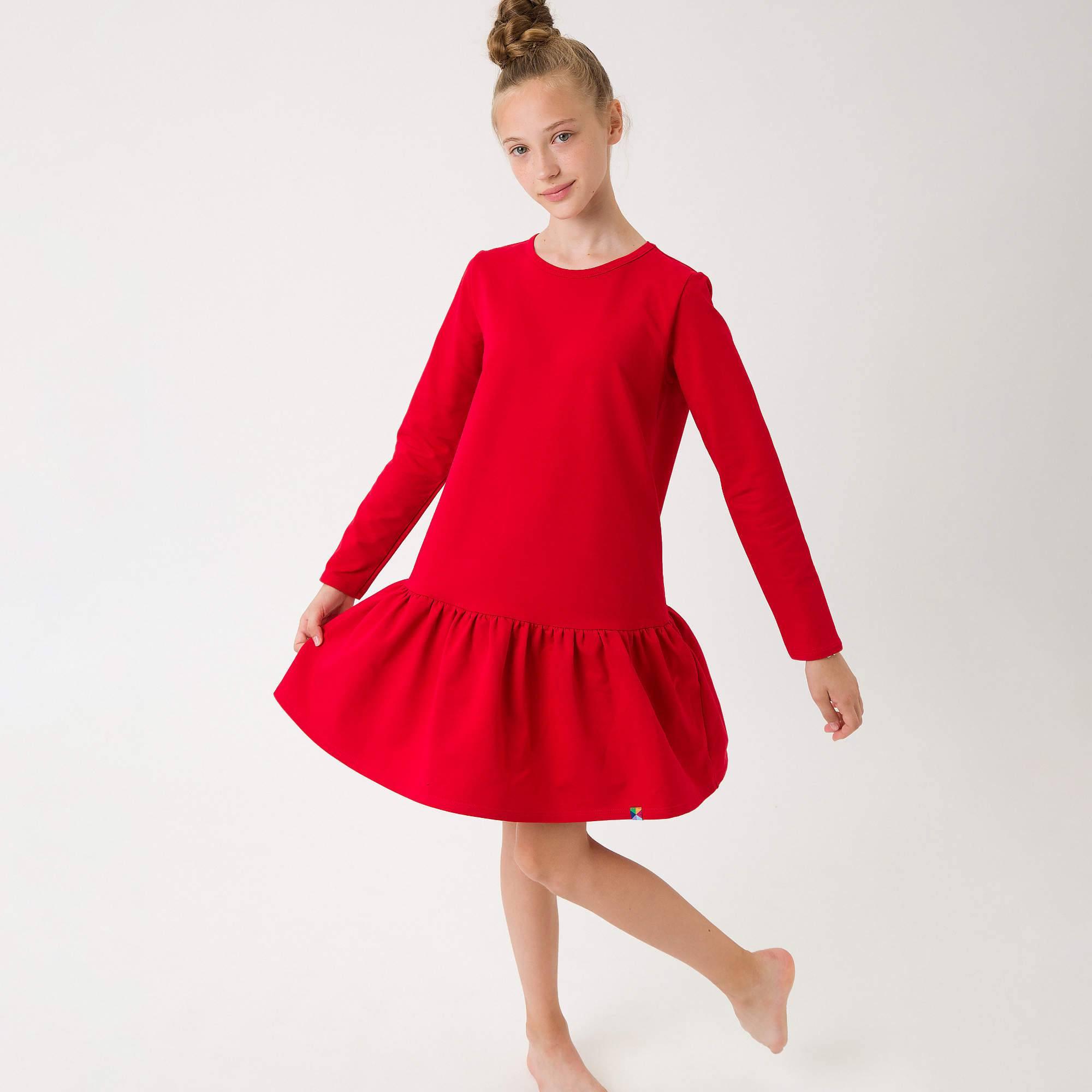 Red flared sweatshirt dress Junior