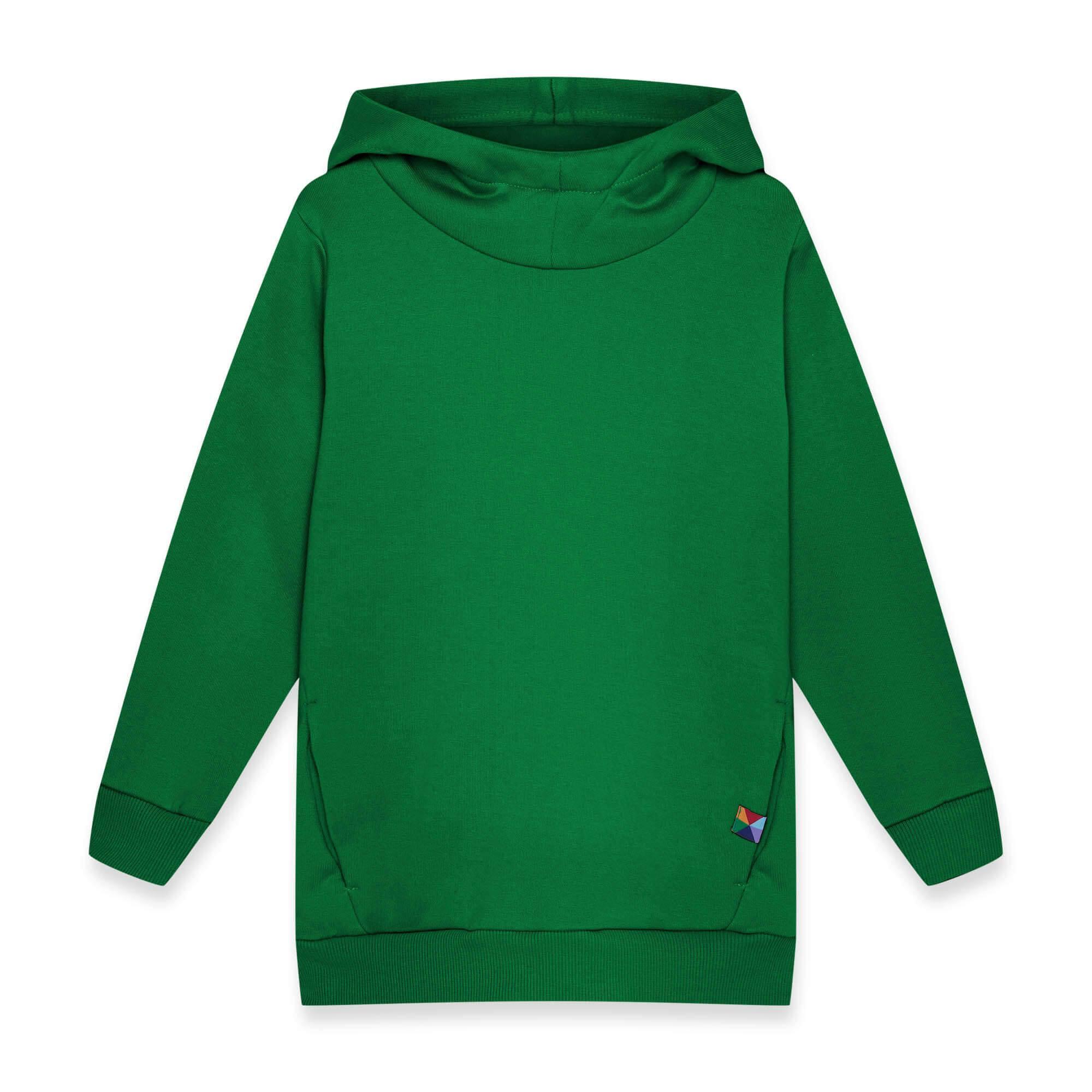 Green fleece-lined pullover hoodie