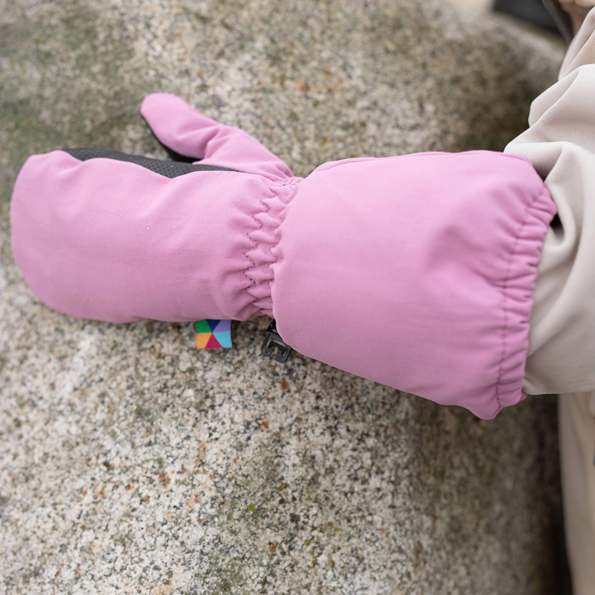 Pastel pink winter mittens kids